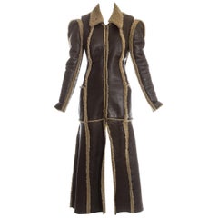 Margiela brown shearling leather 'flat collection' coat, fw 1998