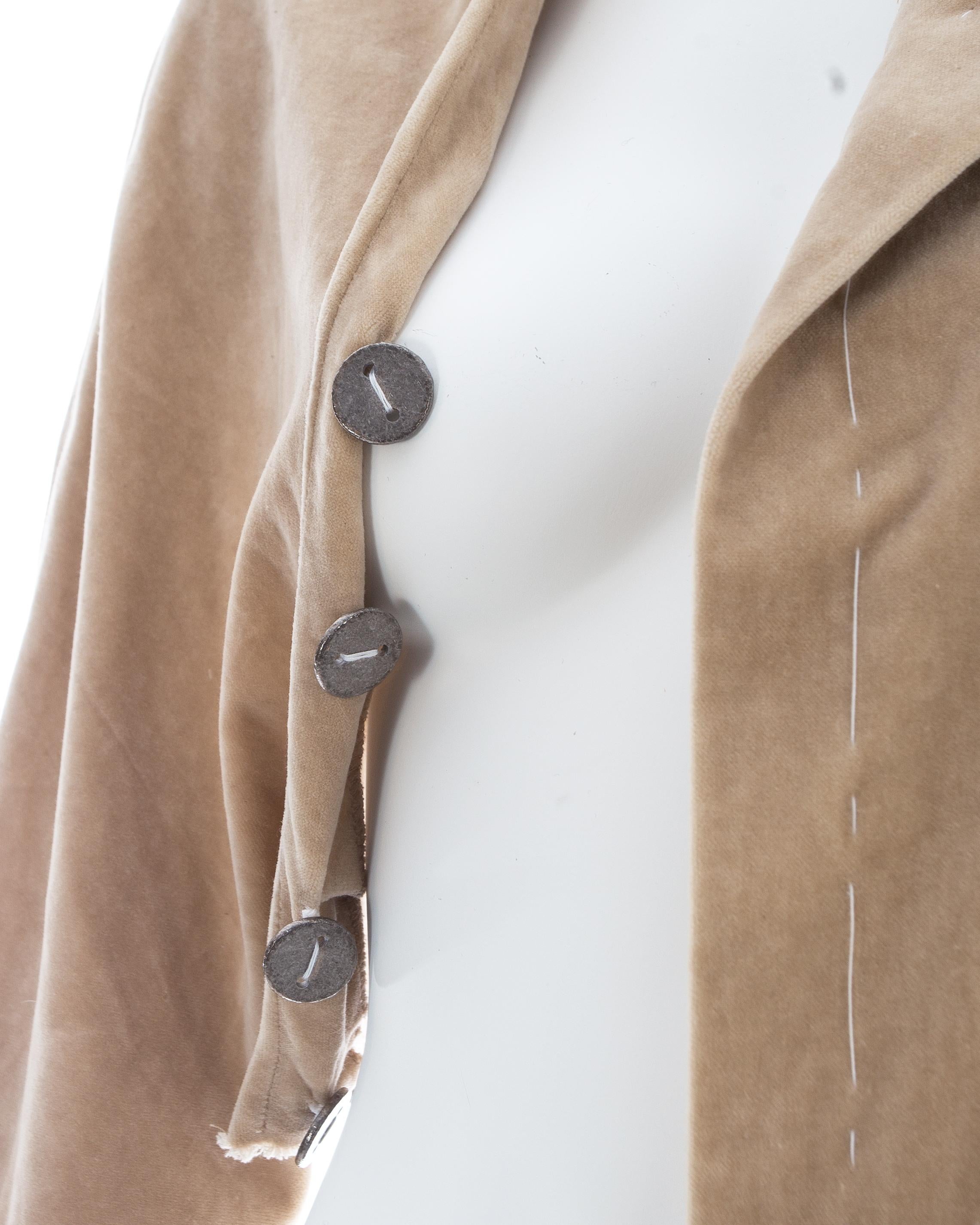 Women's or Men's Margiela cream velvet deconstructed basting jacket, fw 1997