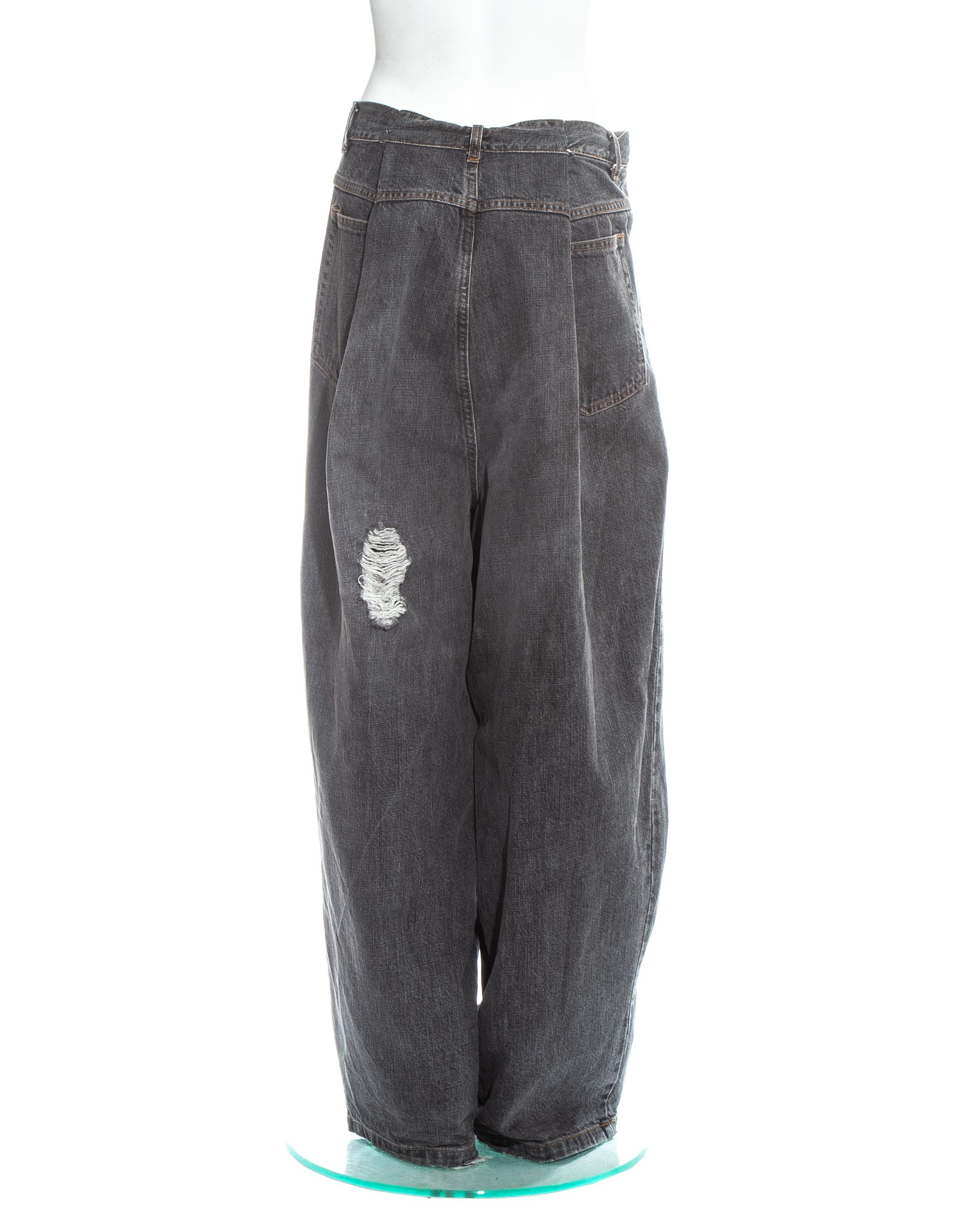 Margiela grey denim oversized size 78 jeans, fw 2000 For Sale 2