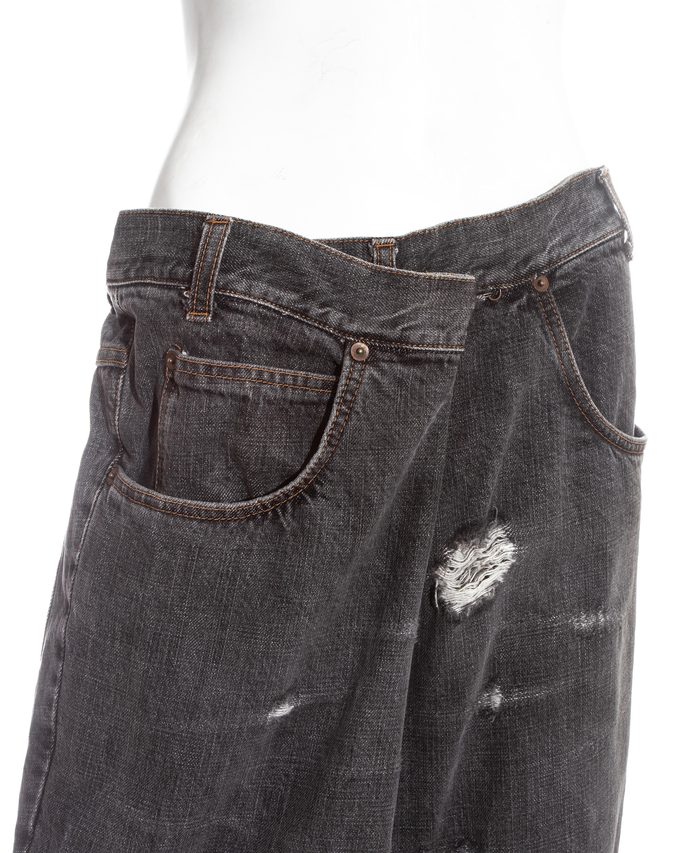 Black Margiela grey denim oversized size 78 jeans, fw 2000
