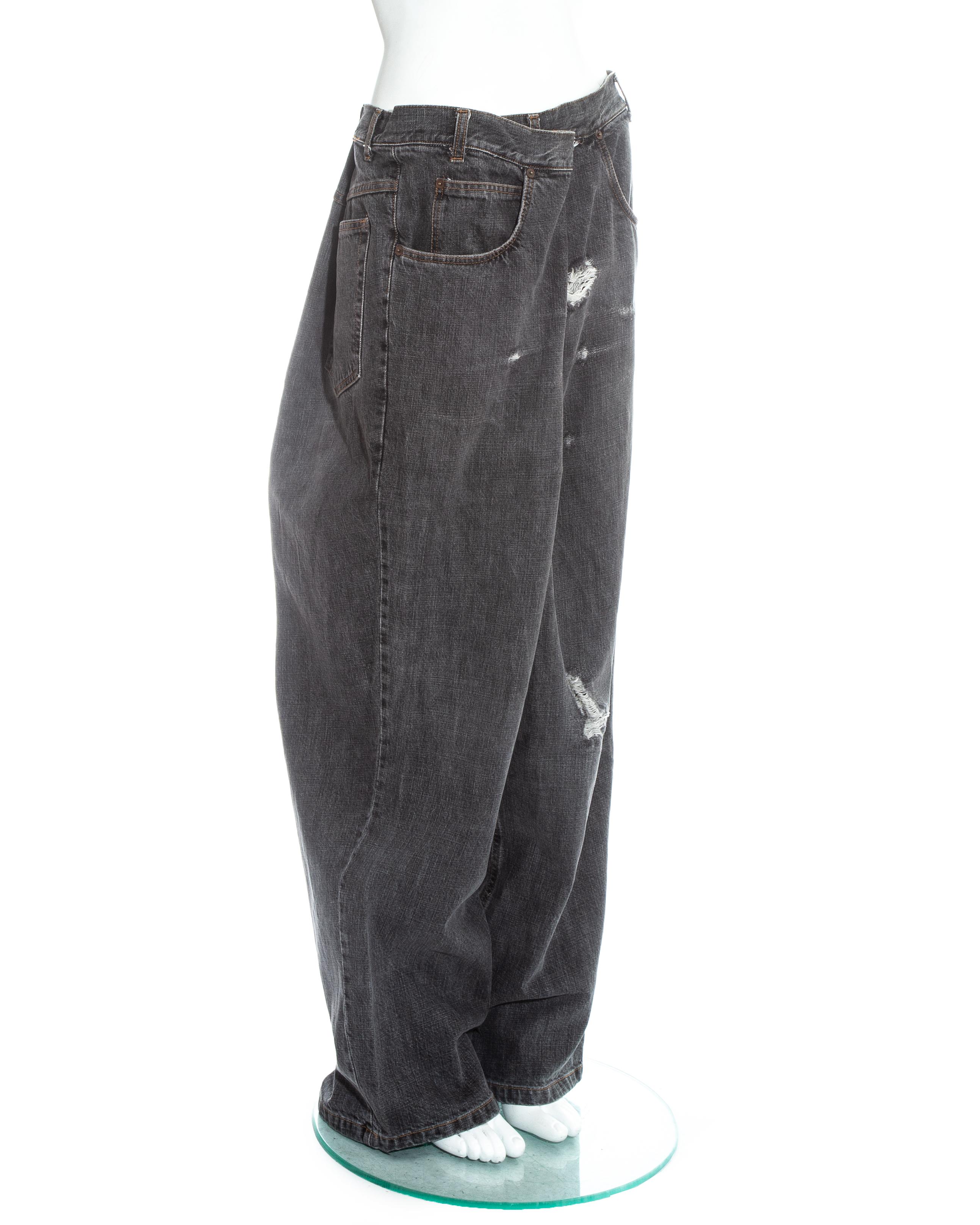 Black Margiela grey denim oversized size 78 jeans, fw 2000 For Sale