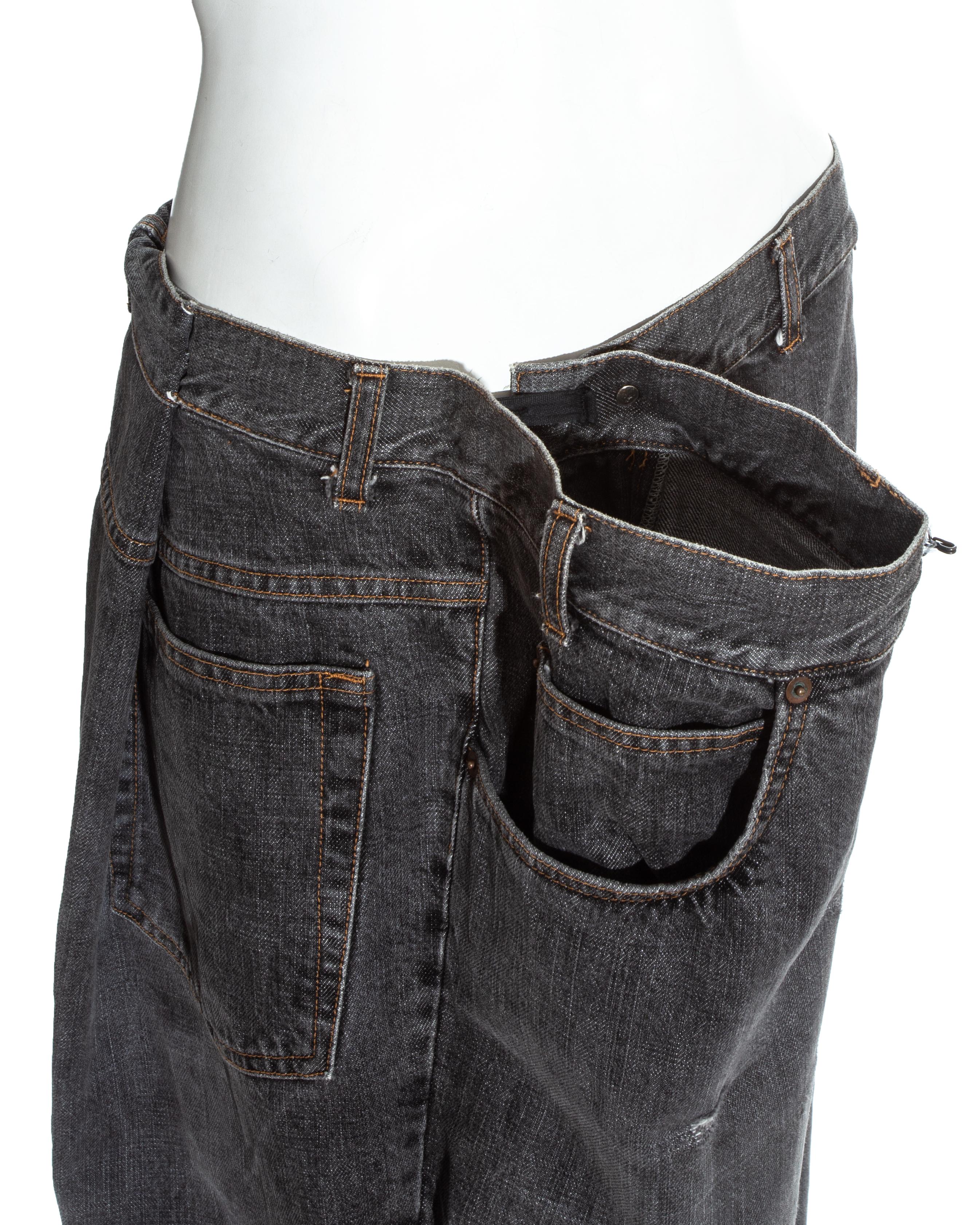 Margiela grey denim oversized size 78 jeans, fw 2000 For Sale 1