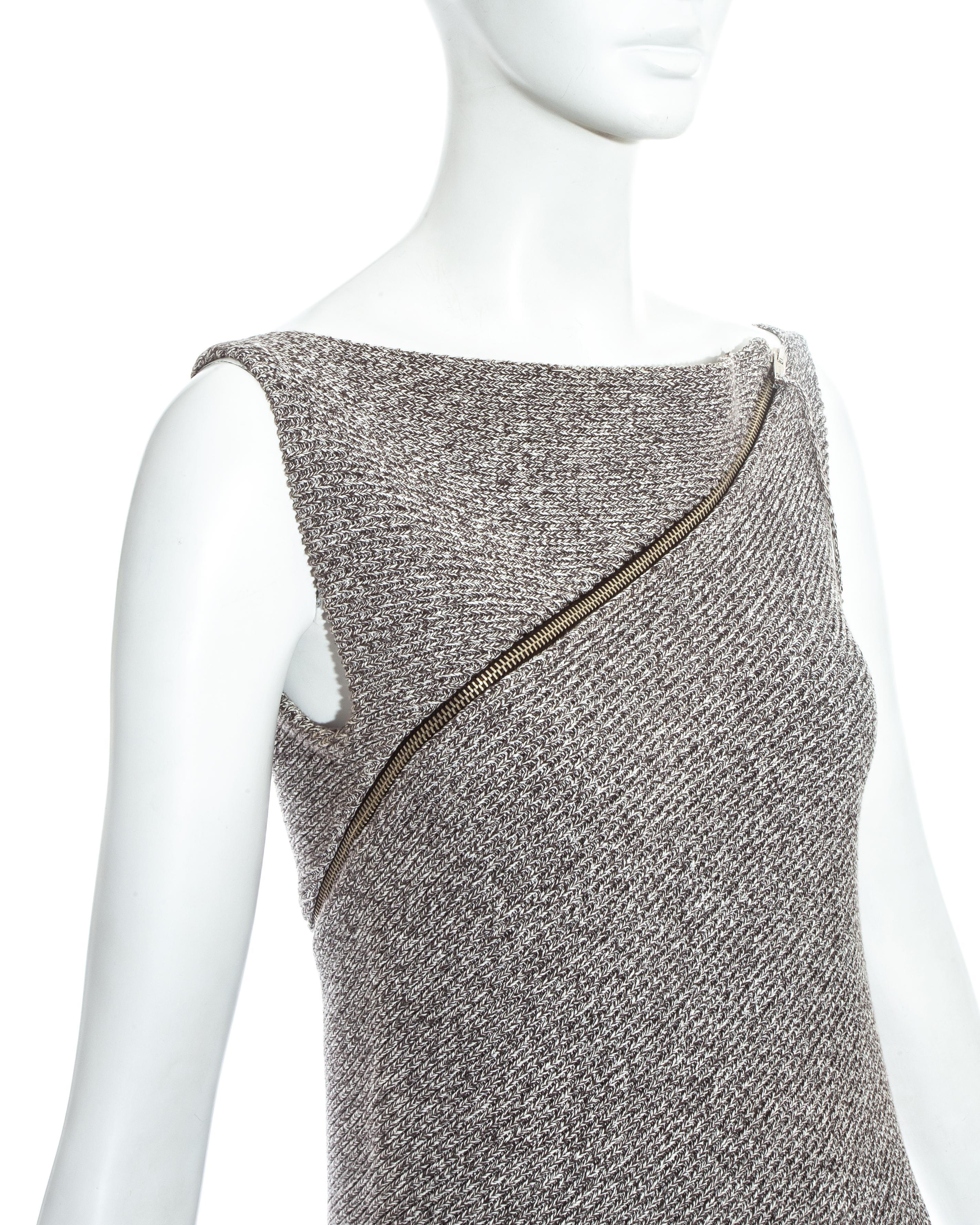 Margiela grey wool Miss Deanna bias cut zipper sweater vest, fw 1998 In Excellent Condition For Sale In London, London