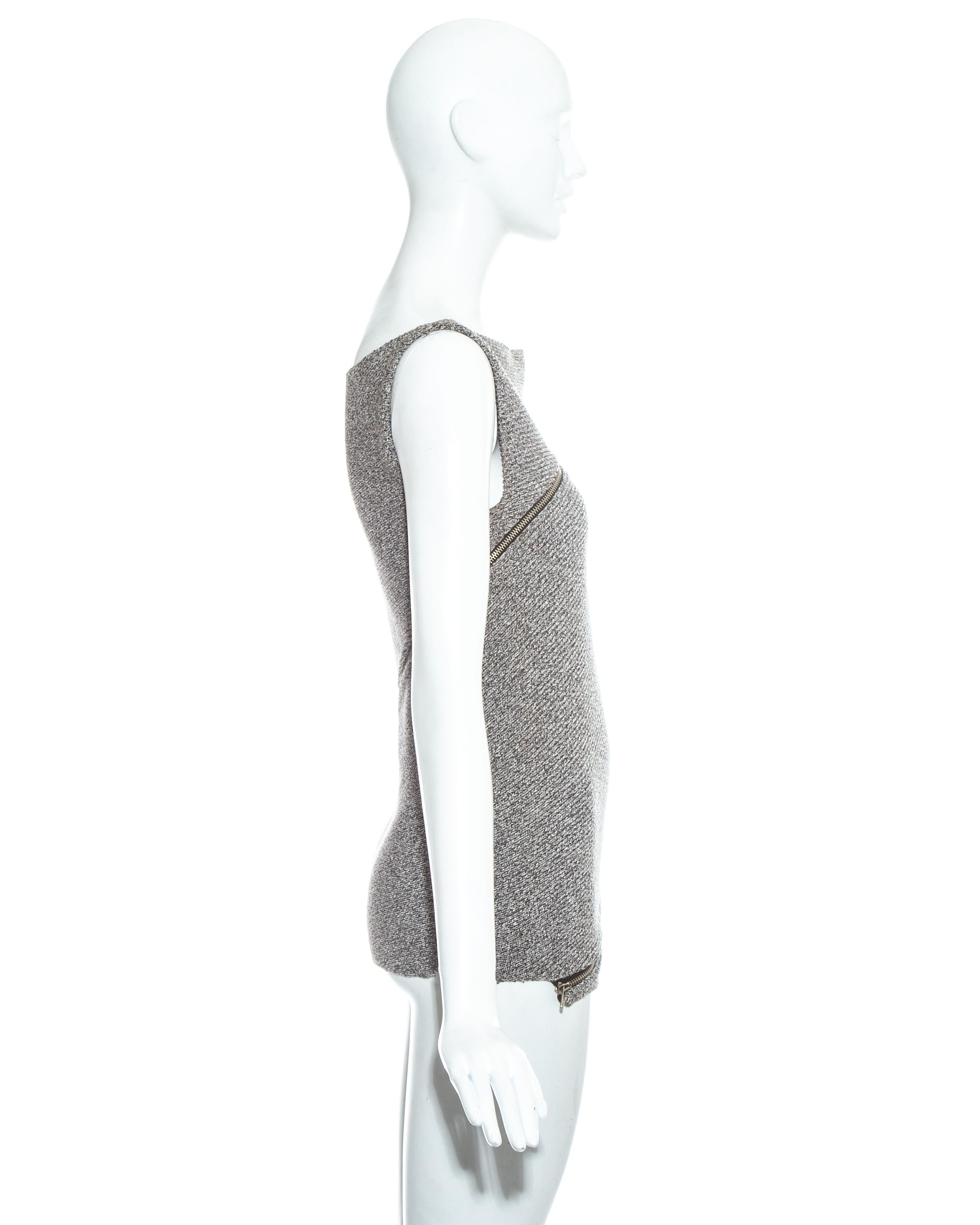 Gray Margiela grey wool Miss Deanna bias cut zipper sweater vest, fw 1998