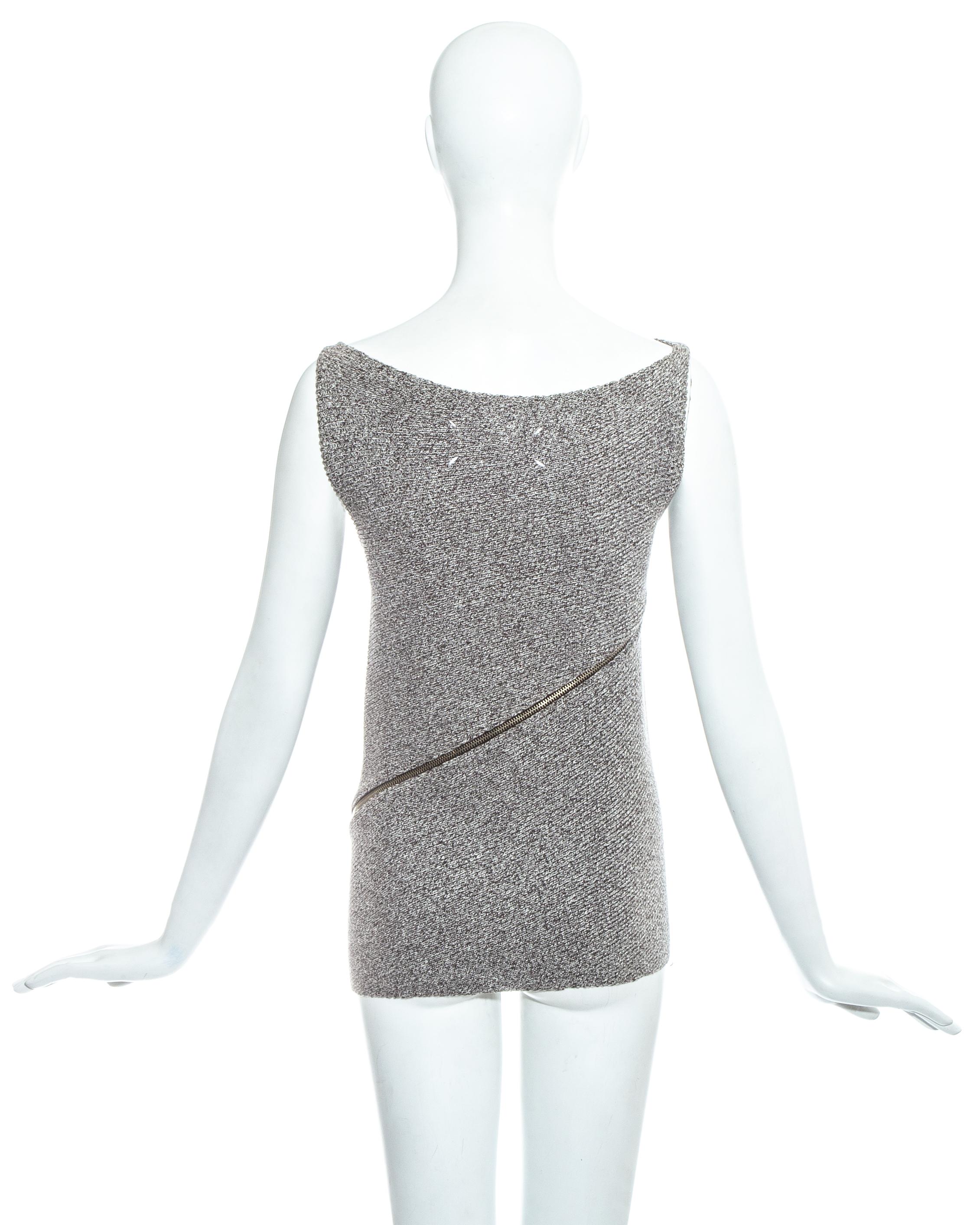 Margiela grey wool Miss Deanna bias cut zipper sweater vest, fw 1998 For Sale 2