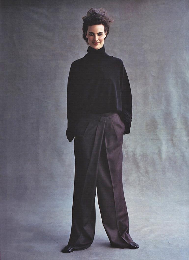 Margiela Oversize-Hose aus grauer Wolle in Größe 78 mit gefalteten Hosen, fw 2000 im Angebot 6