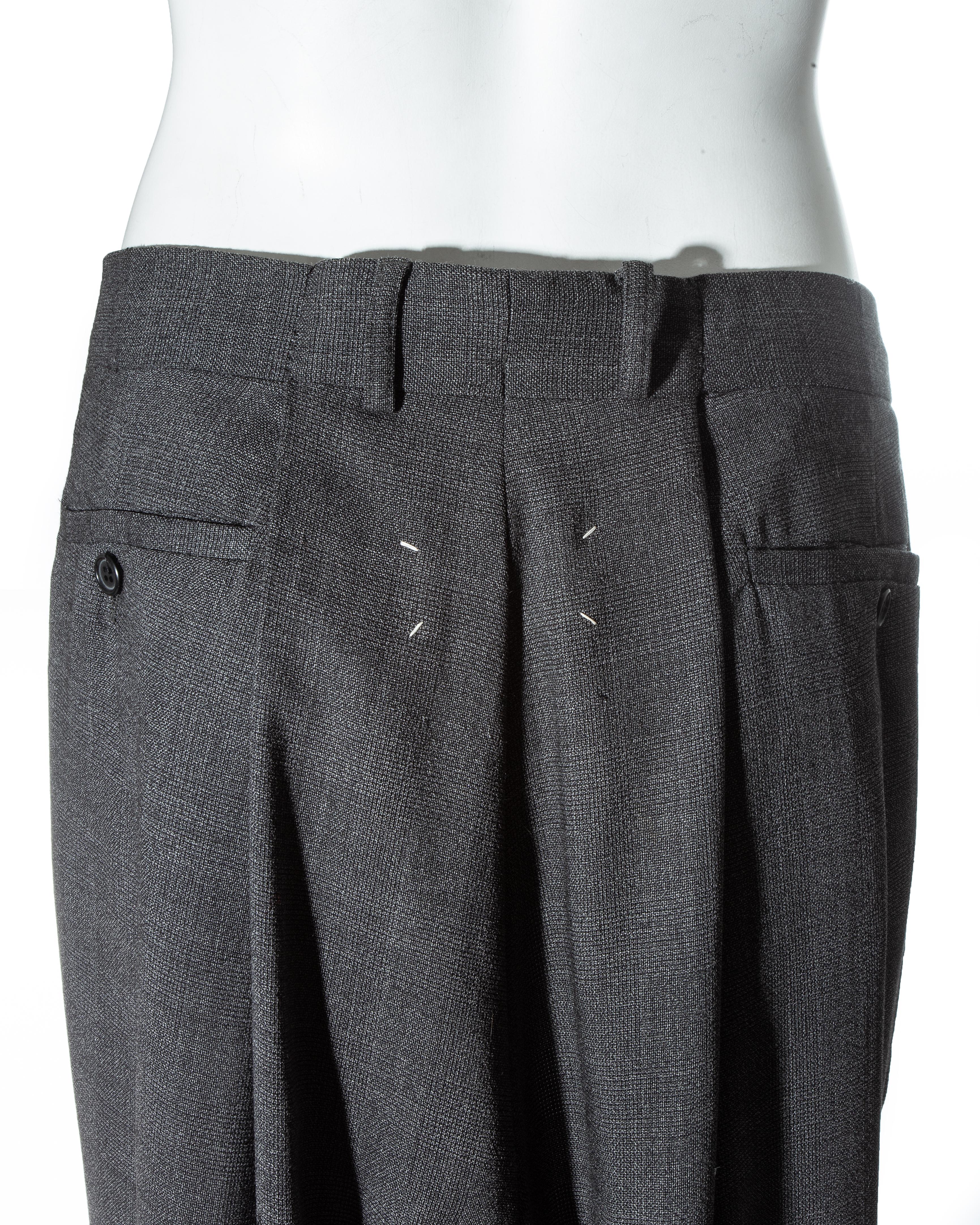 Margiela grey wool oversized size 78 folded pants, fw 2000 For Sale 6