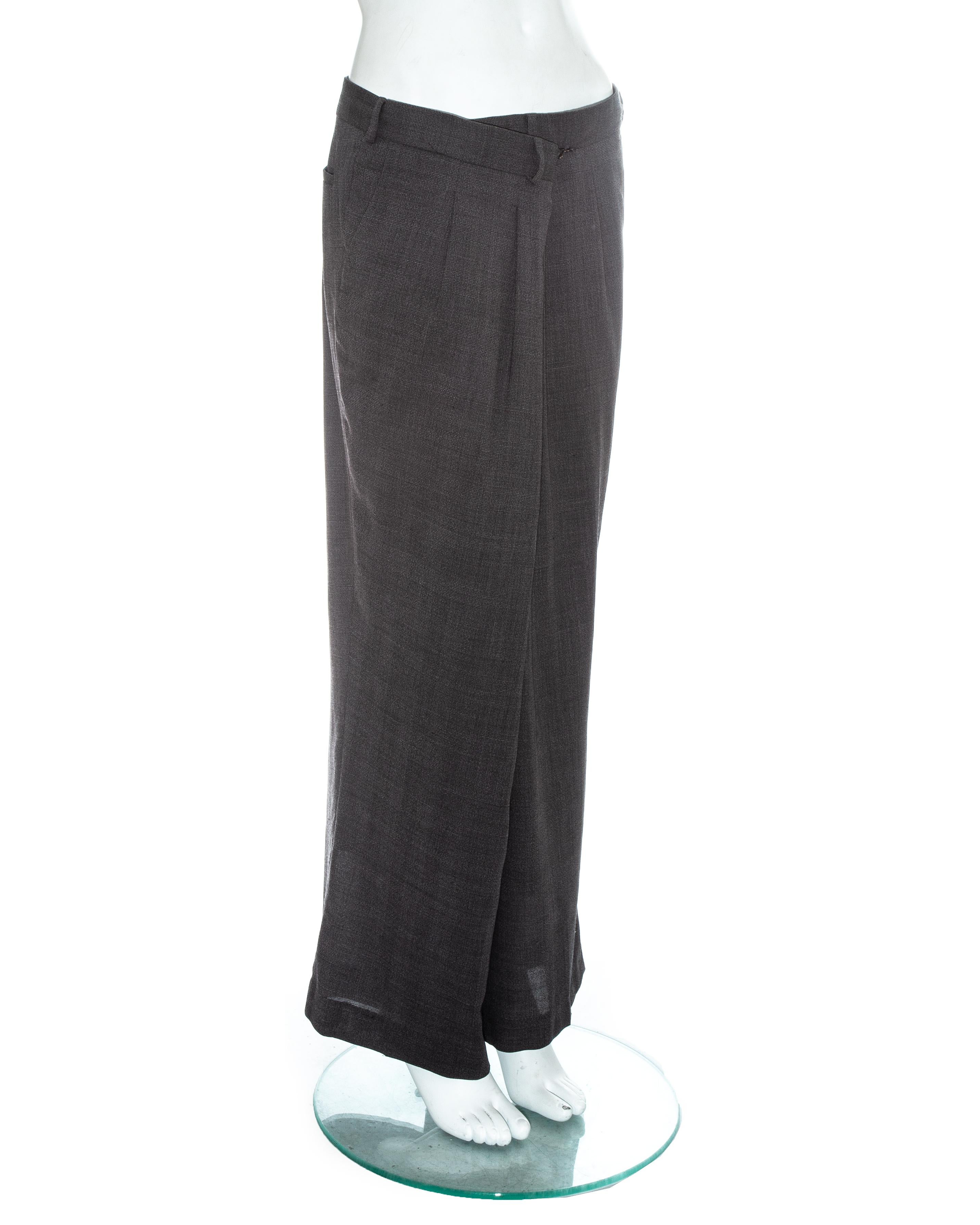 Margiela Oversize-Hose aus grauer Wolle in Größe 78 mit gefalteten Hosen, fw 2000 Damen im Angebot