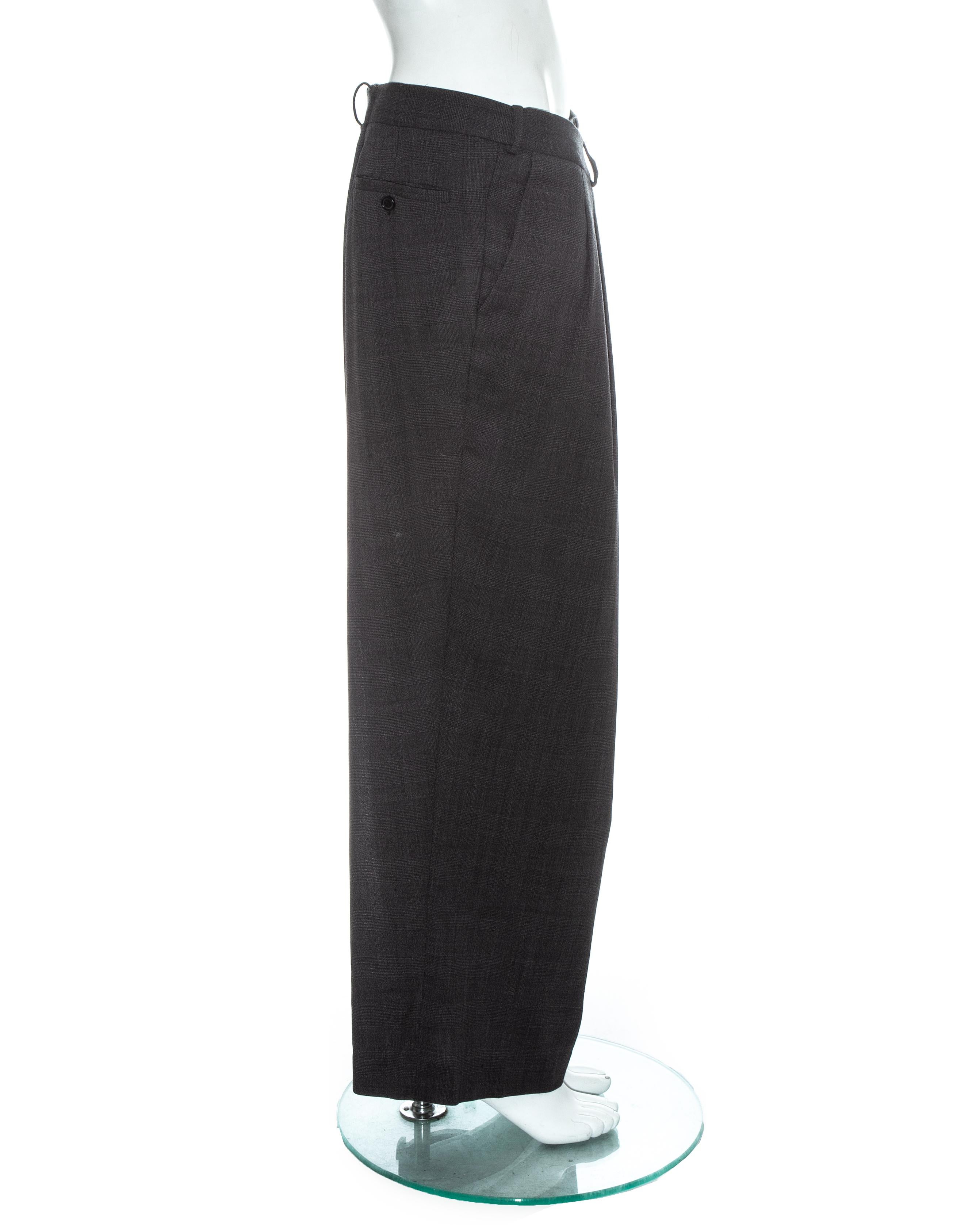 Black Margiela grey wool oversized size 78 folded pants, fw 2000 For Sale