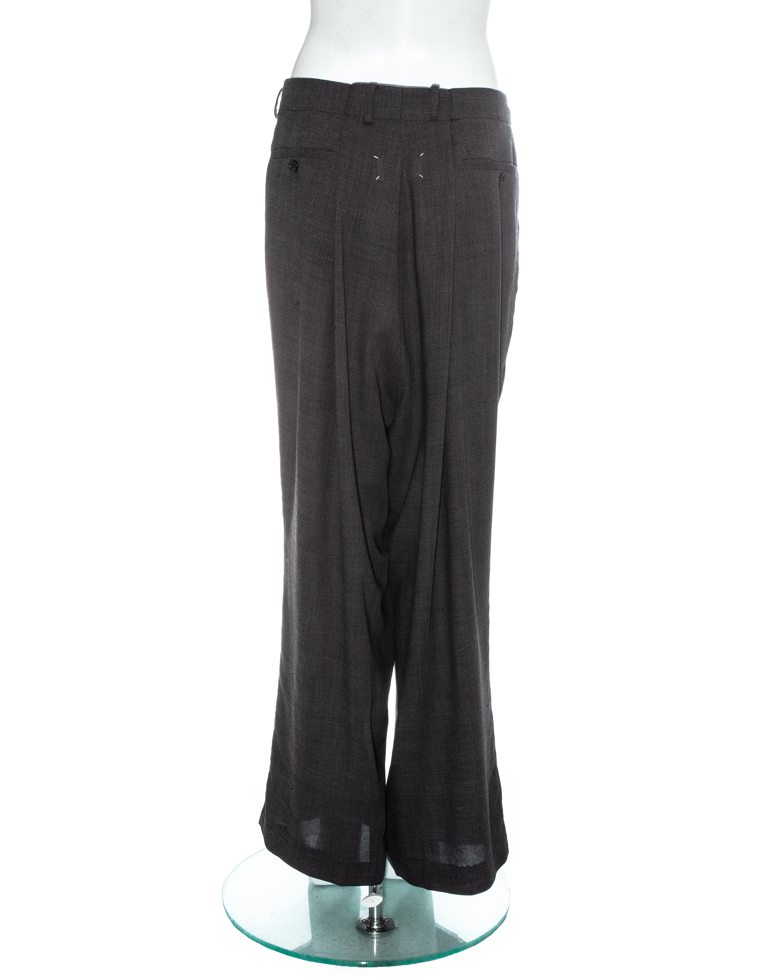 Women's Margiela grey wool oversized size 78 folded pants, fw 2000 For Sale