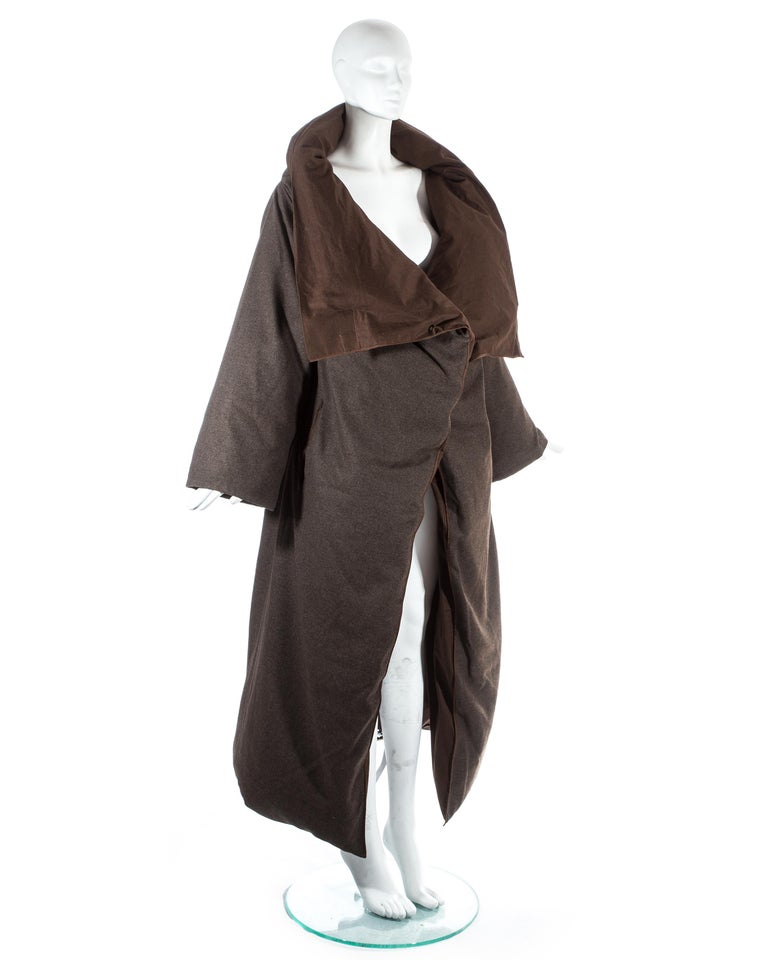 Margiela ivory cotton down filled duvet coat with brown wool cover, fw