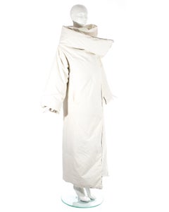 Margiela ivory cotton down filled duvet coat with brown wool cover, fw 1999