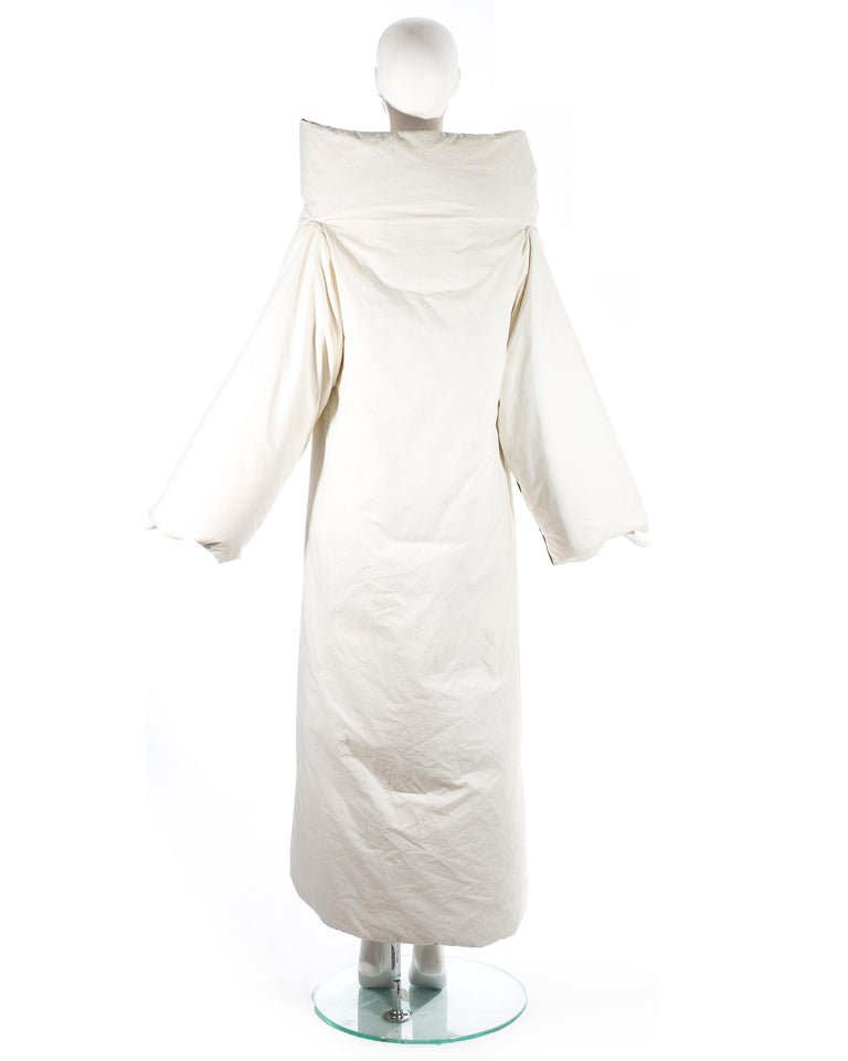 Margiela ivory cotton down filled duvet coat with brown wool cover, fw