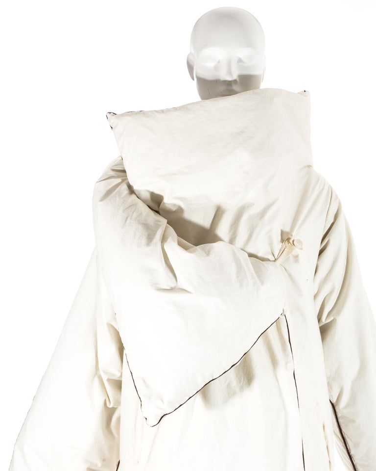 Margiela ivory cotton down filled duvet coat with brown wool cover, fw
