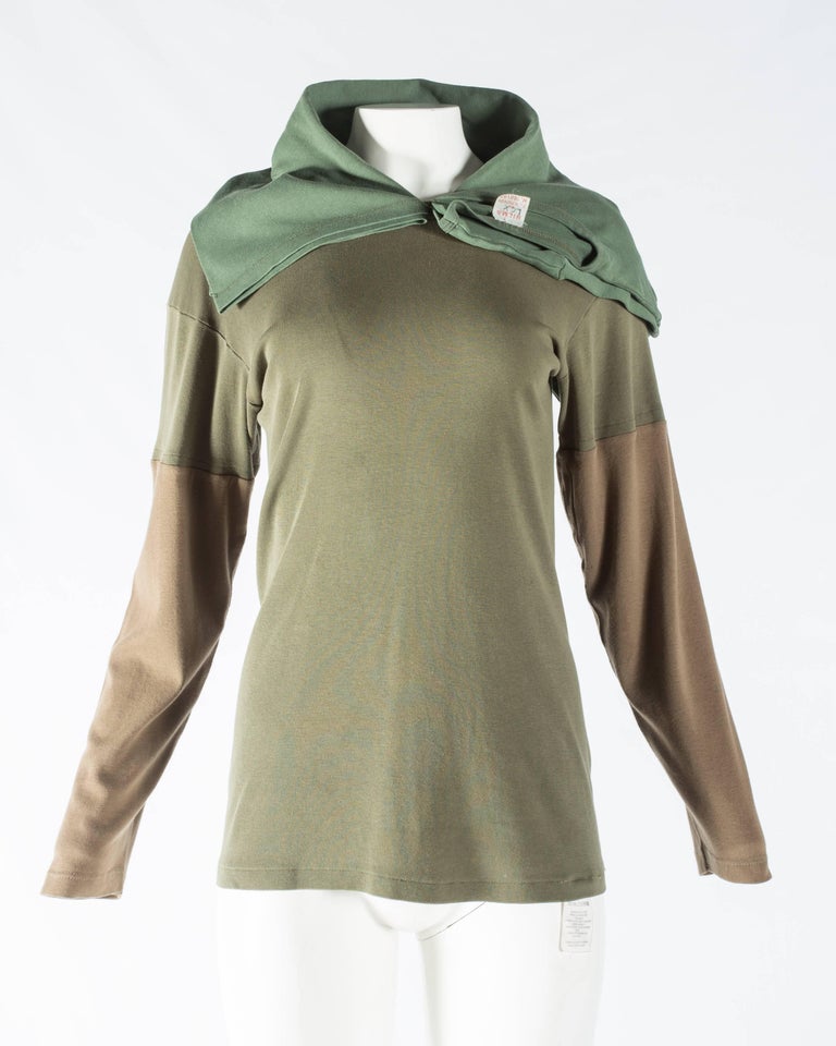 Margiela khaki green sweater reconstructed with vintage garments, A/W