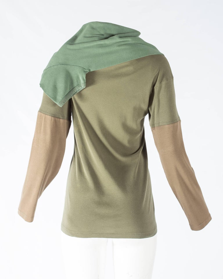 Margiela khaki green sweater reconstructed with vintage garments, A/W