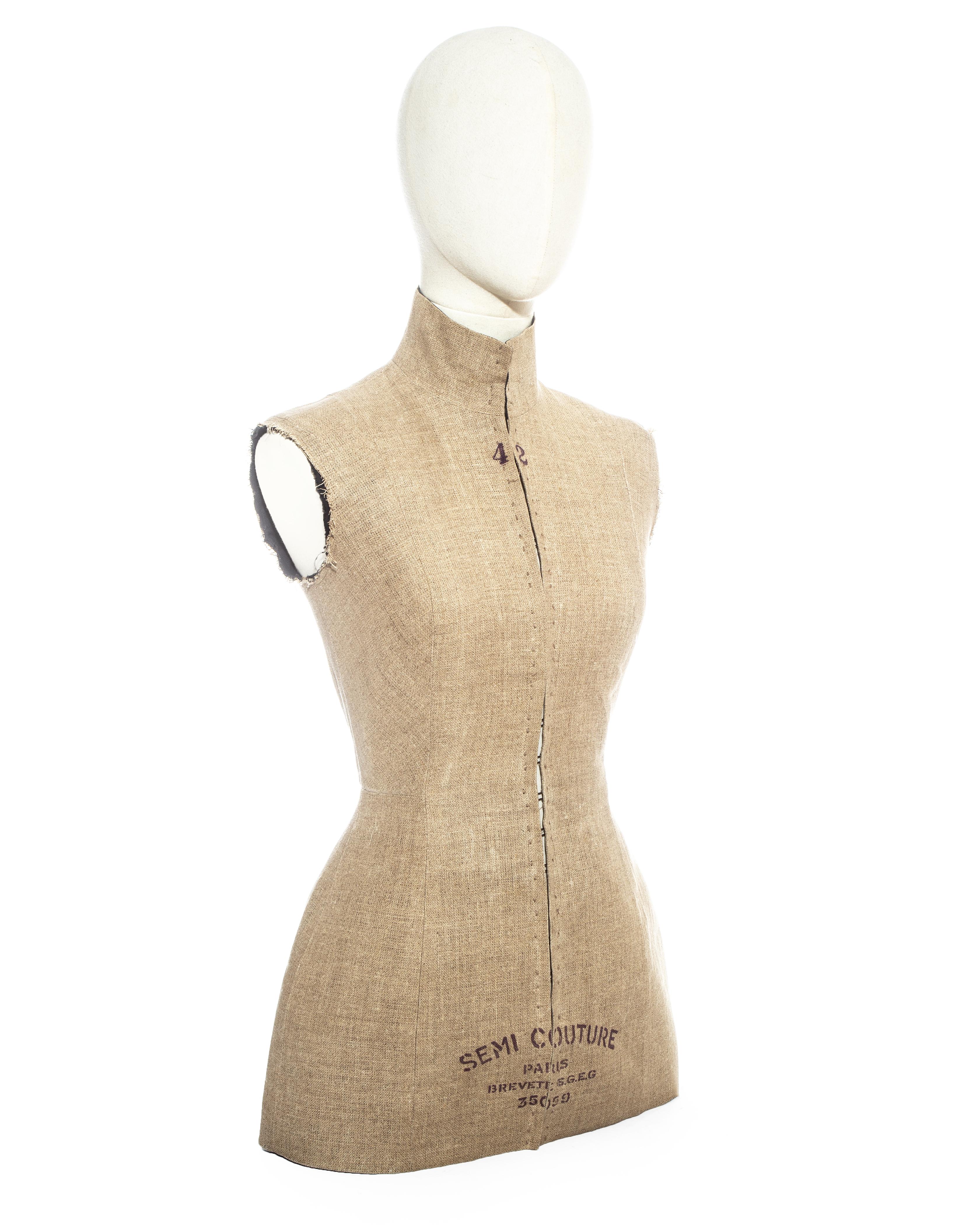 Beige Margiela Linen Semi Couture Stockman Corset, fw 1997 For Sale