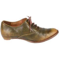 Margiela olive green leather brogues