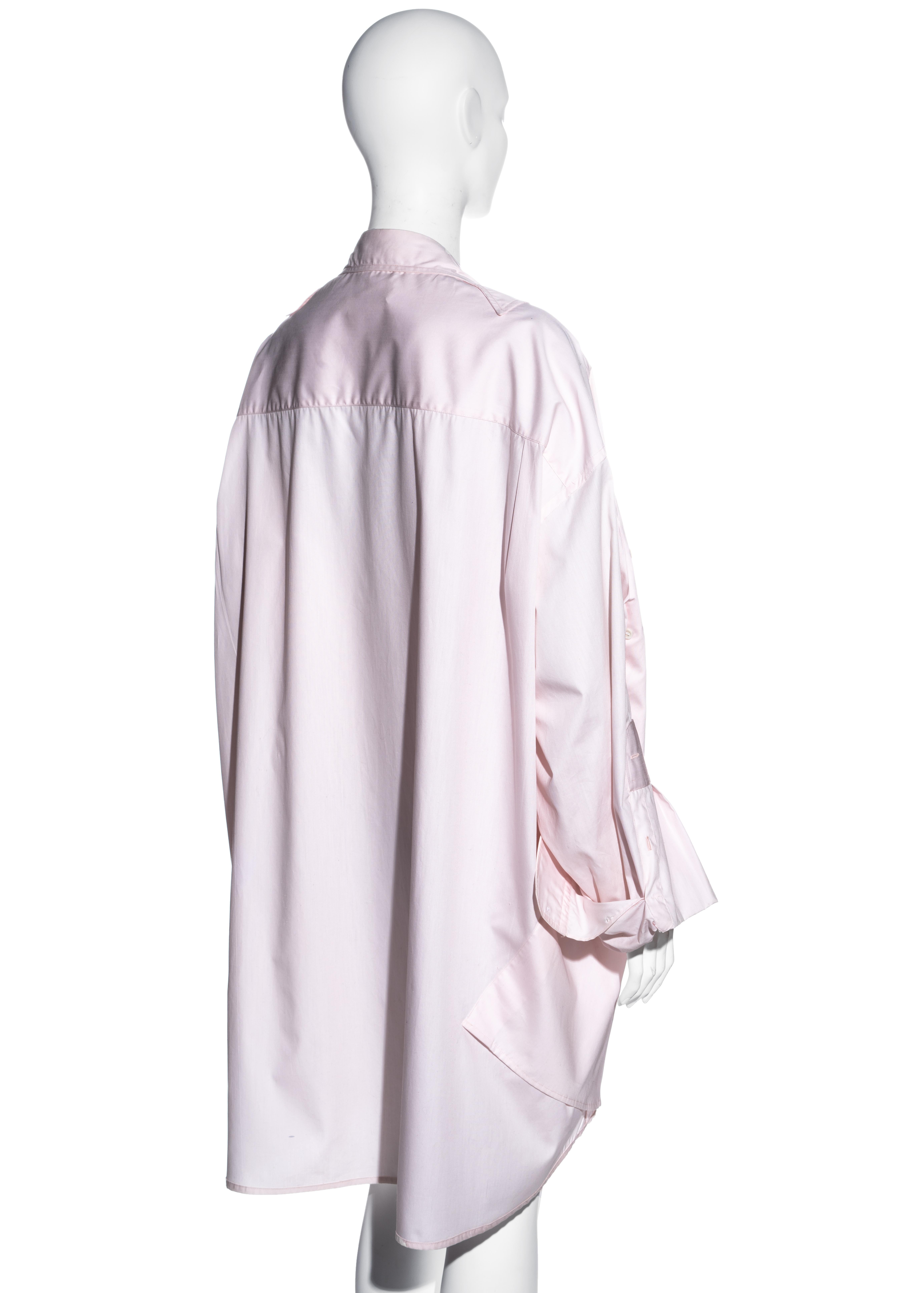 Margiela - Chemise plissée surdimensionnée en coton rose déconstruite, printemps-été 2001 en vente 5