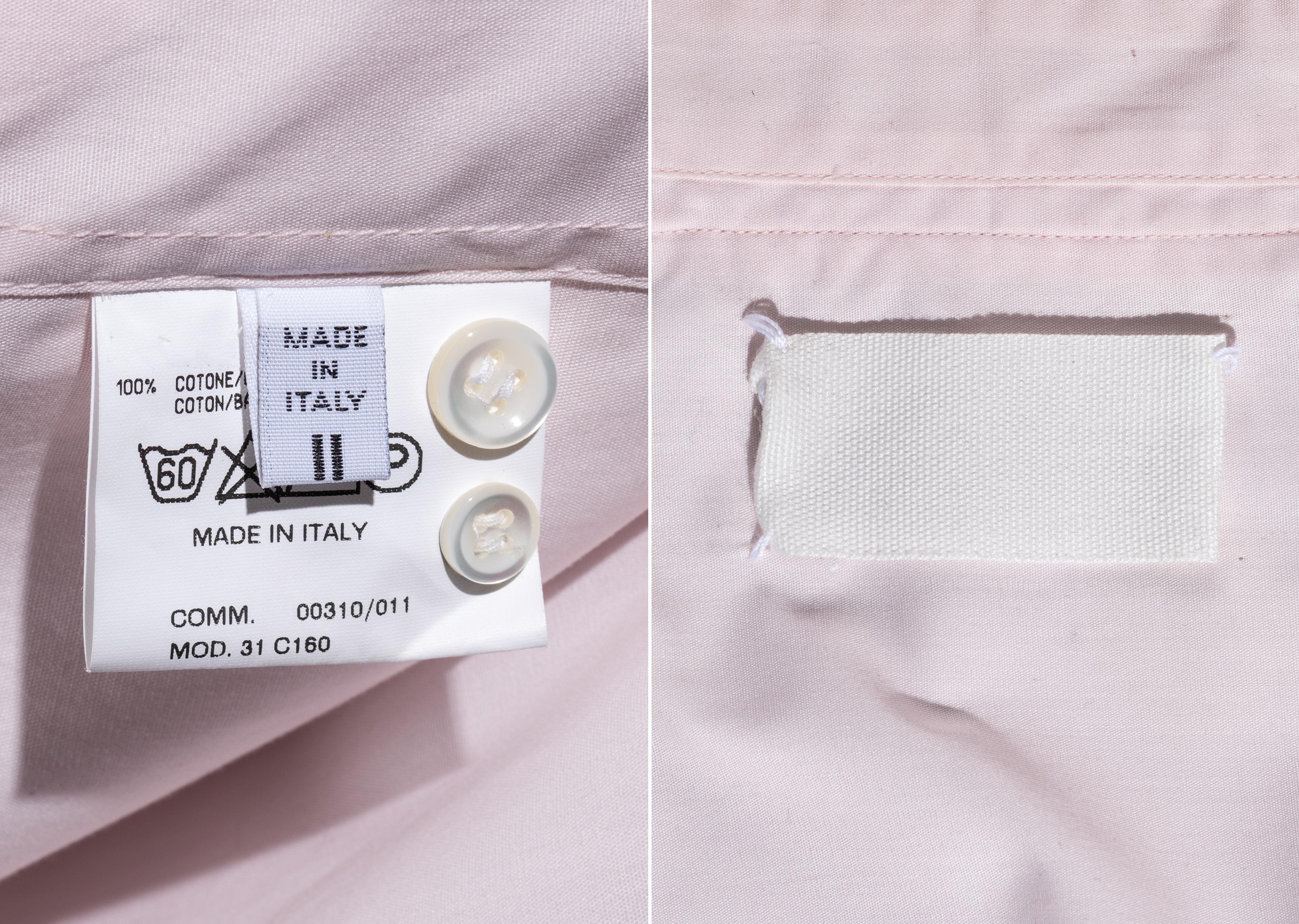 Margiela camicia oversize in cotone rosa decostruita, ss 2001 in vendita 6