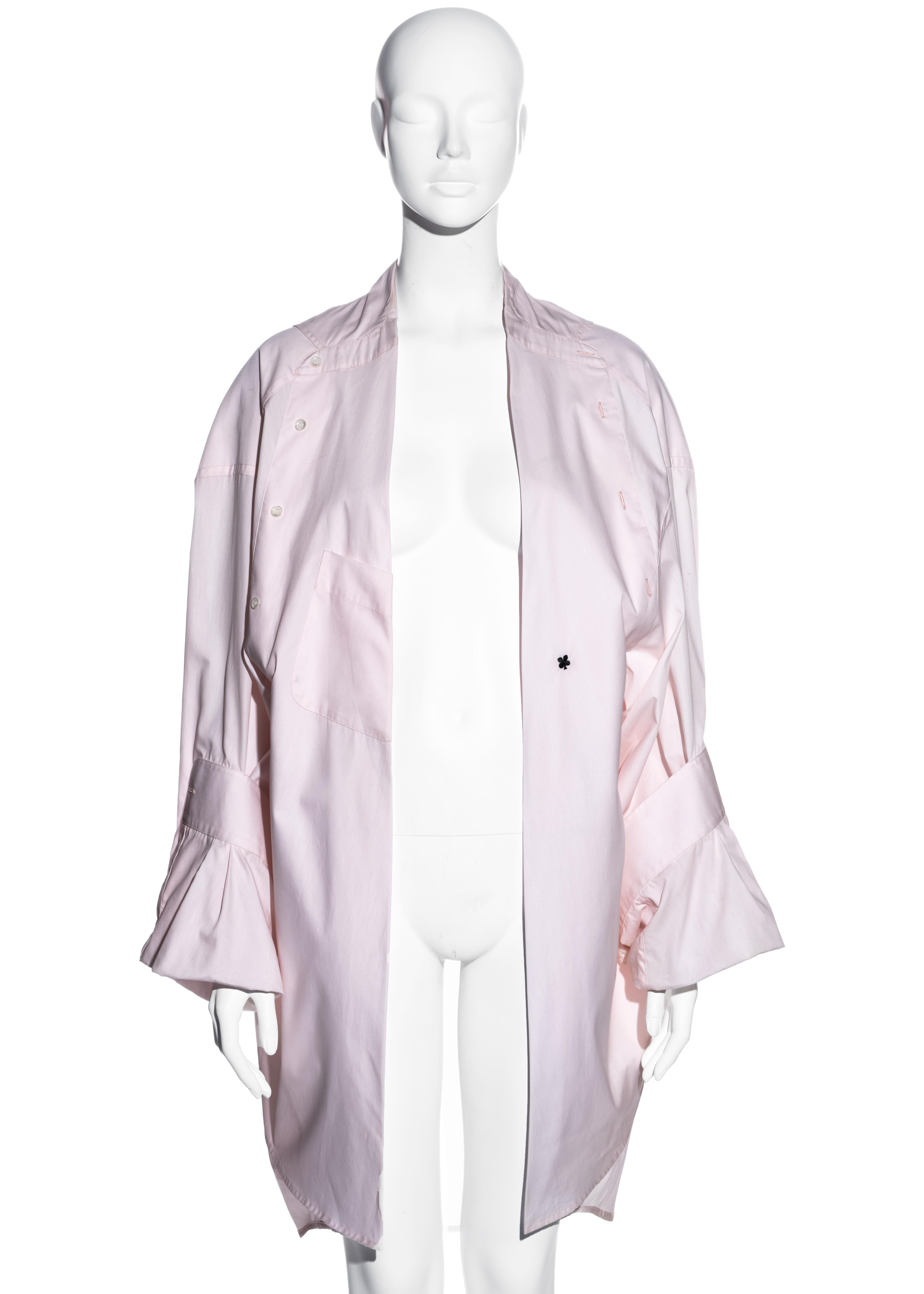 Margiela pink cotton oversized deconstructed folded shirt, ss 2001 In Excellent Condition For Sale In London, GB