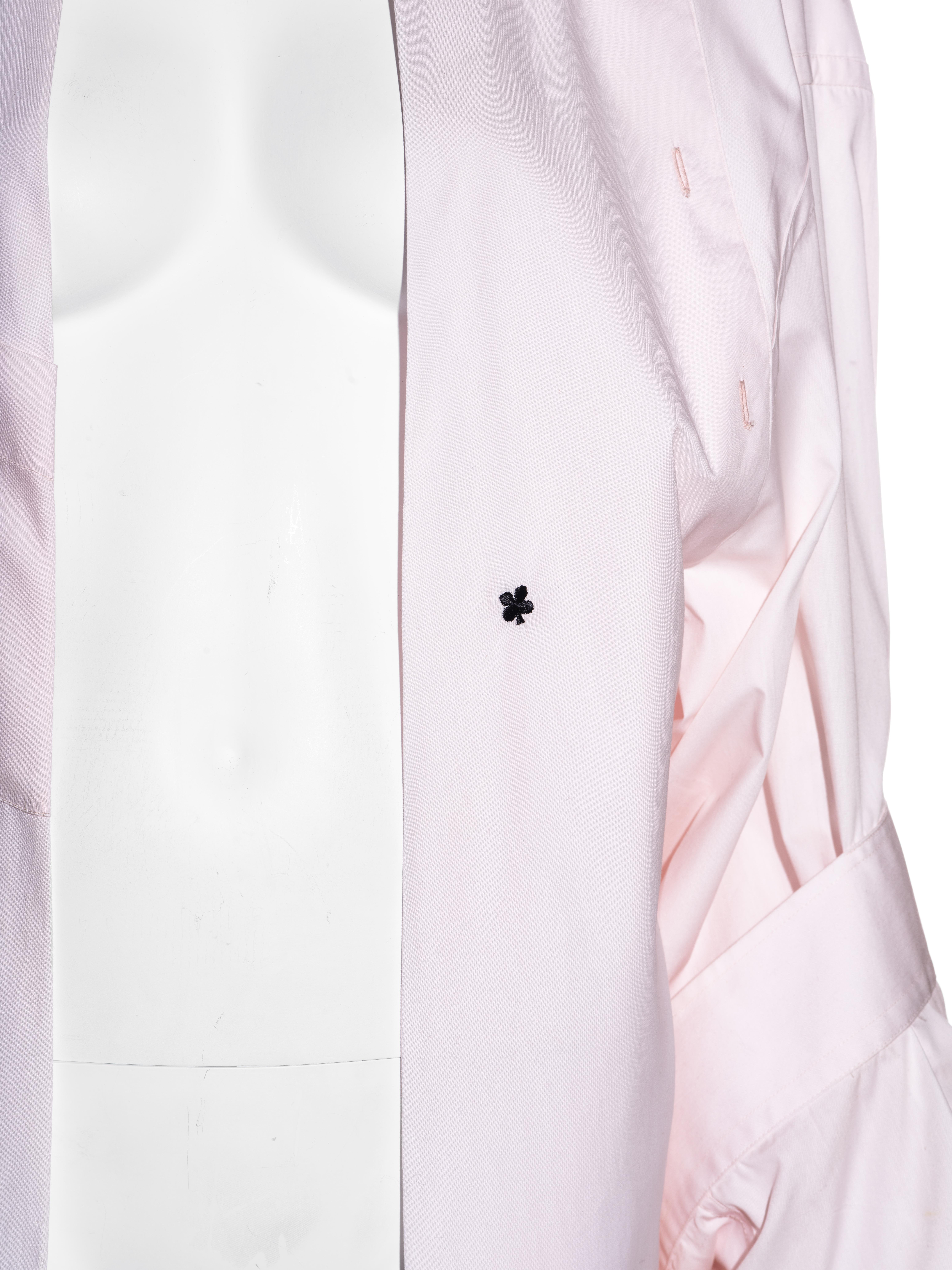 Margiela - Chemise plissée surdimensionnée en coton rose déconstruite, printemps-été 2001 Pour femmes en vente