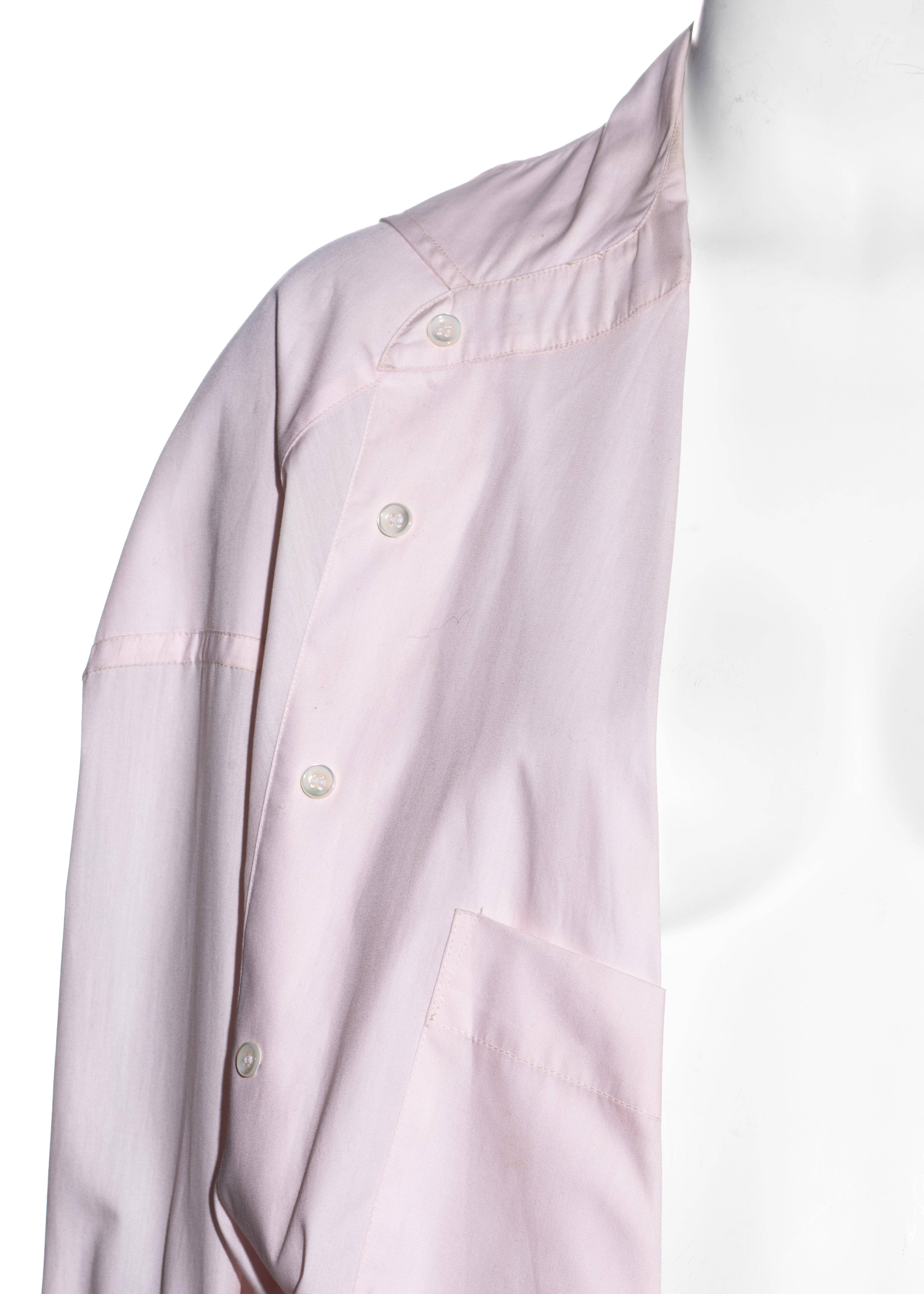 Margiela - Chemise plissée surdimensionnée en coton rose déconstruite, printemps-été 2001 en vente 1