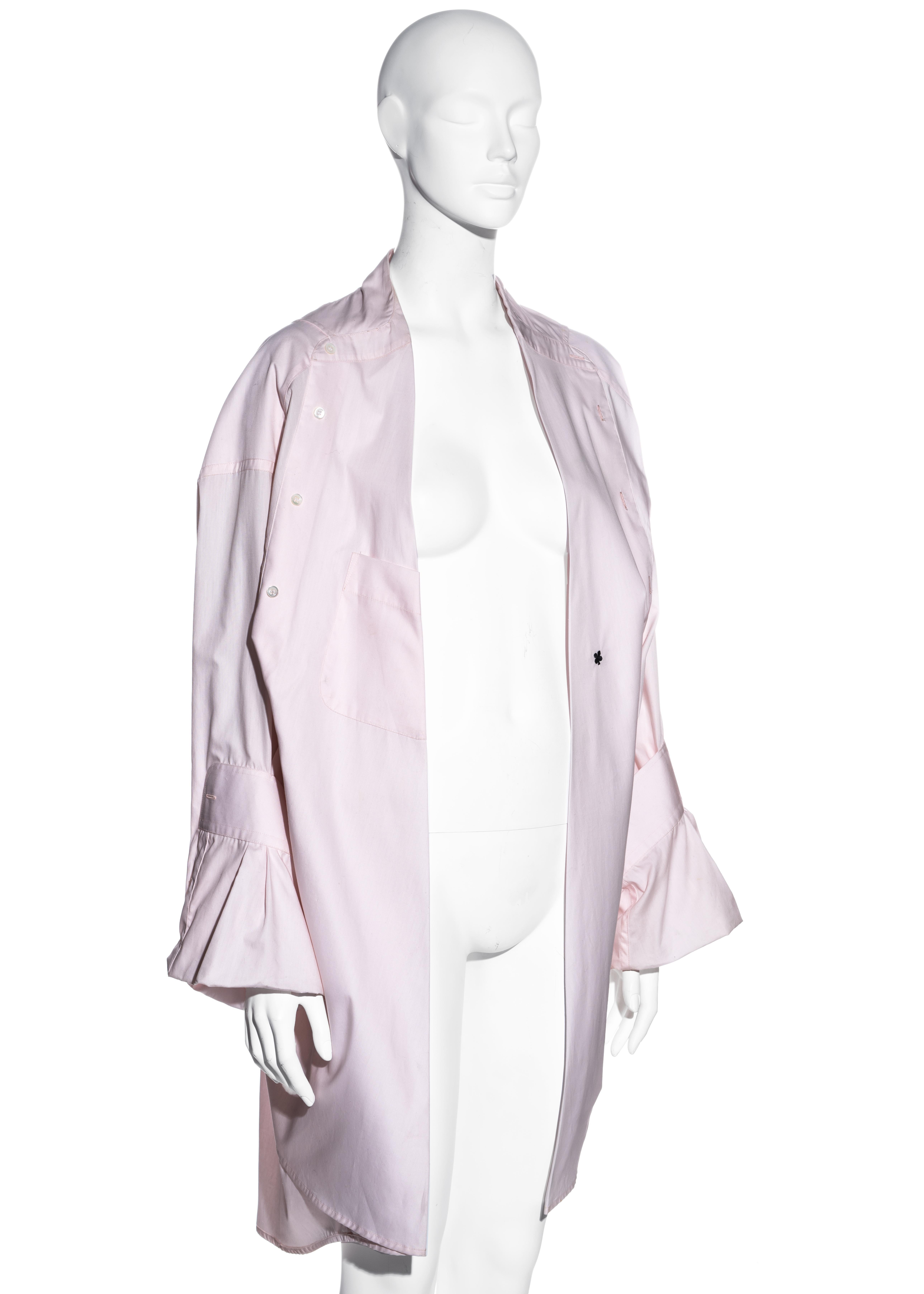 Margiela - Chemise plissée surdimensionnée en coton rose déconstruite, printemps-été 2001 en vente 2
