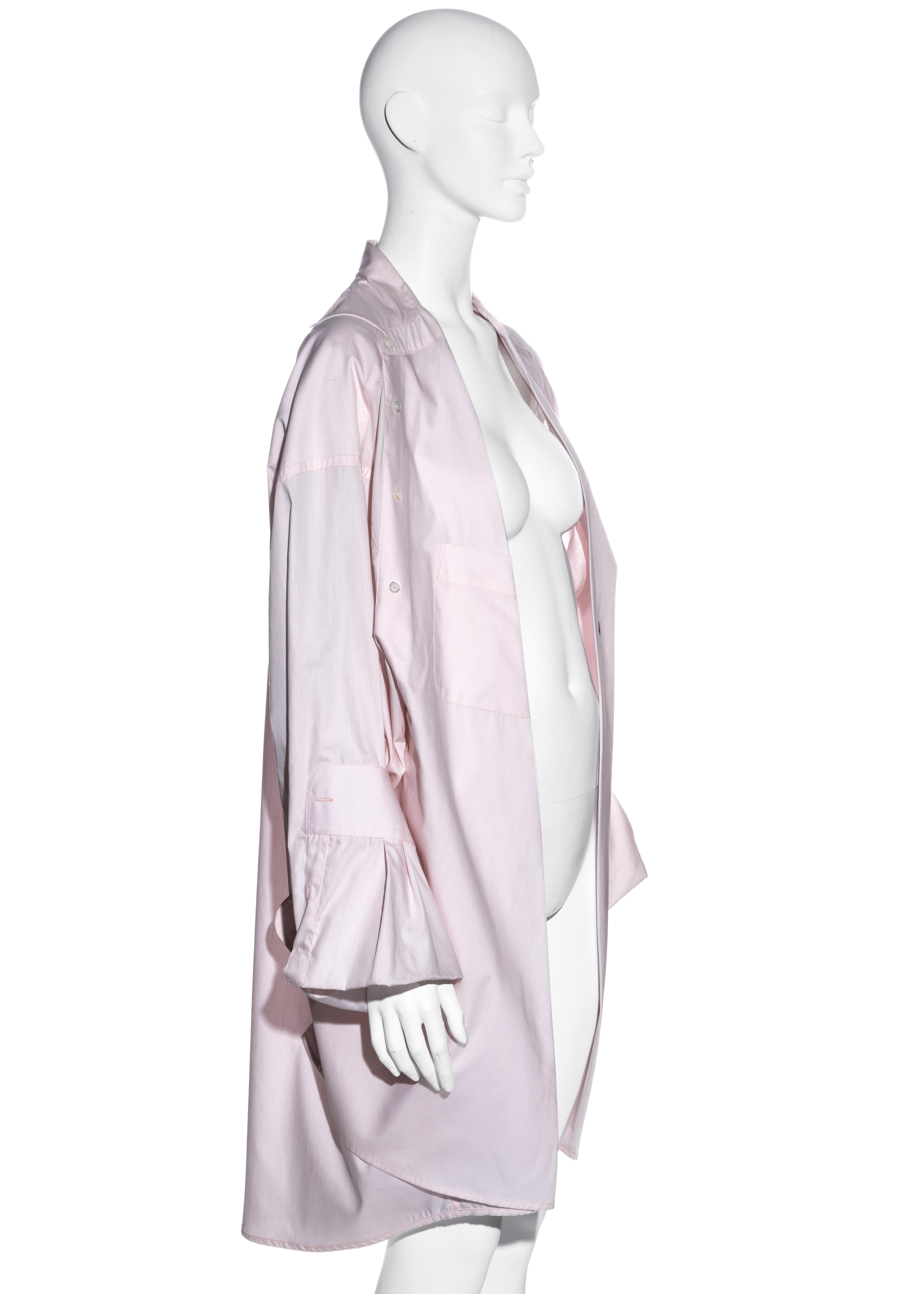 Margiela - Chemise plissée surdimensionnée en coton rose déconstruite, printemps-été 2001 en vente 3