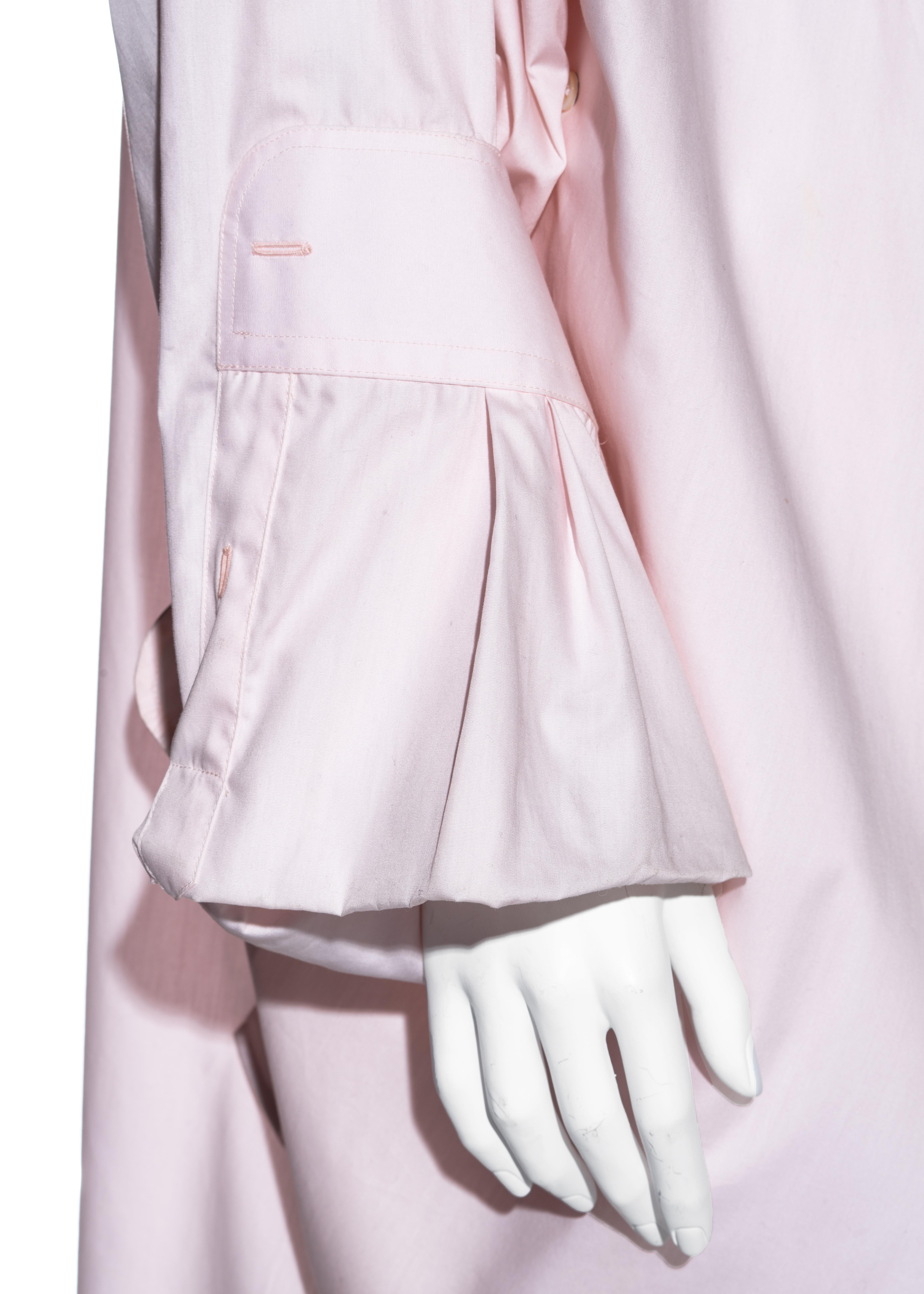Margiela - Chemise plissée surdimensionnée en coton rose déconstruite, printemps-été 2001 en vente 4
