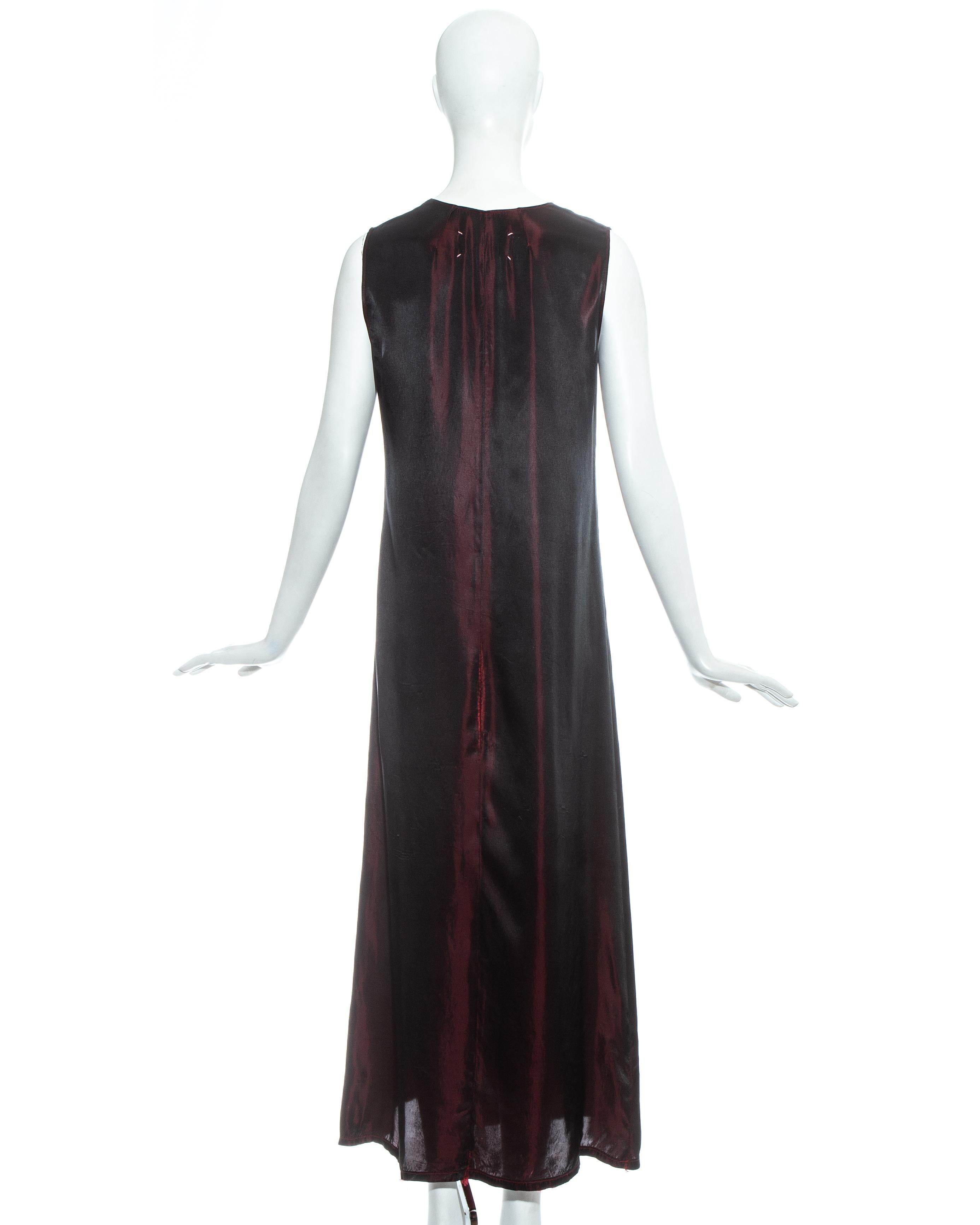 Black Margiela red iridescent rayon maxi slip dress, fw 1997