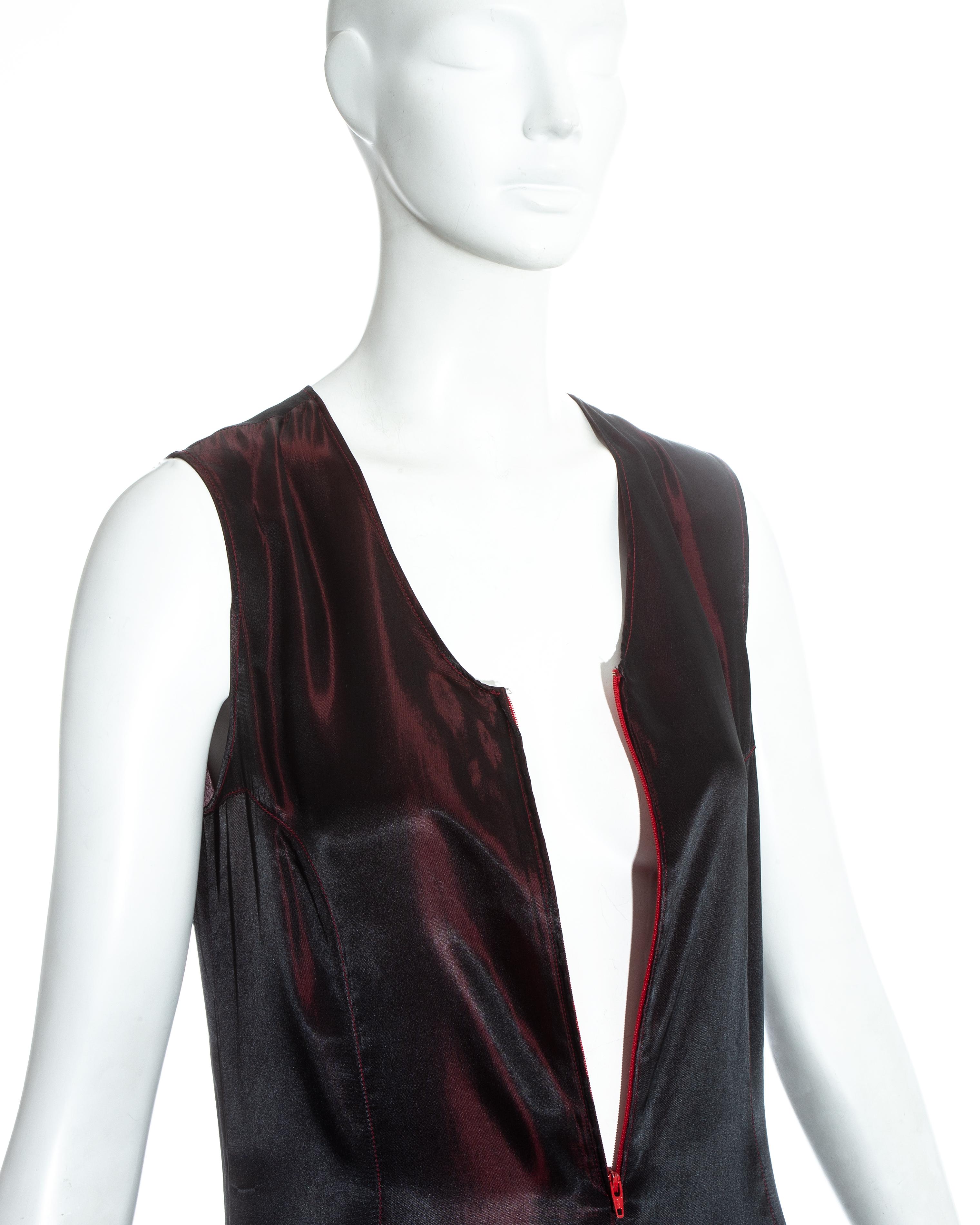 Women's Margiela red iridescent rayon maxi slip dress, fw 1997