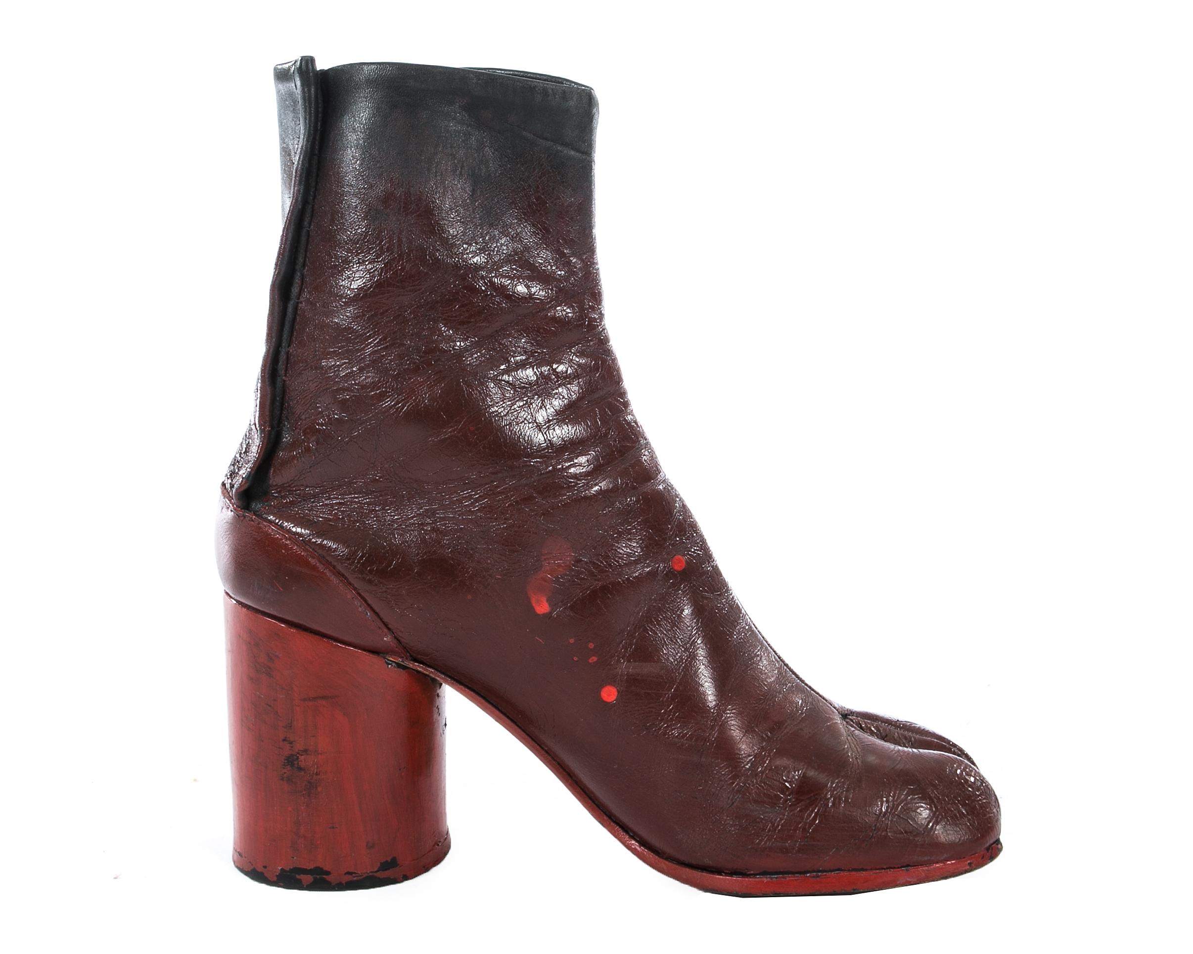 margiela tabi boots red
