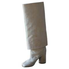 Used Margiela Tabi Knee High Suede Trompe L'oeil Light beige/ivory 37