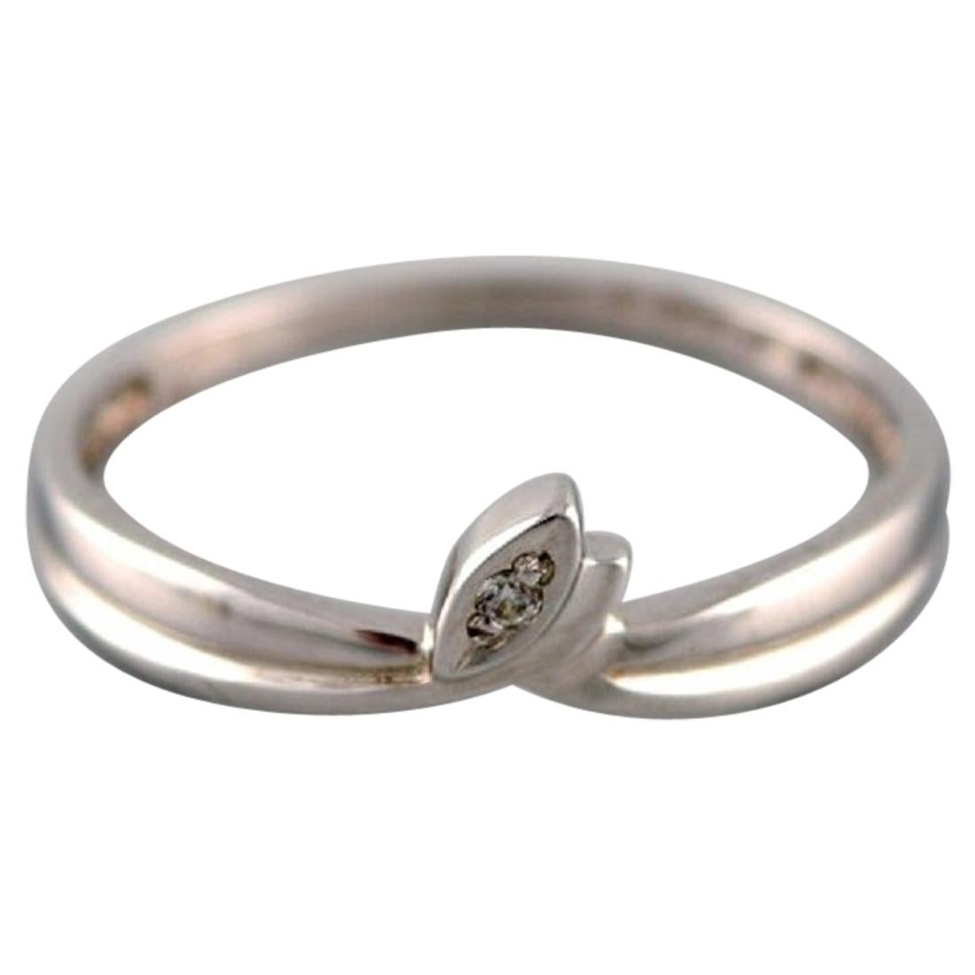 Margit E. Collection, Danemark, bague Alliance en or blanc avec zirconias cubiques en vente