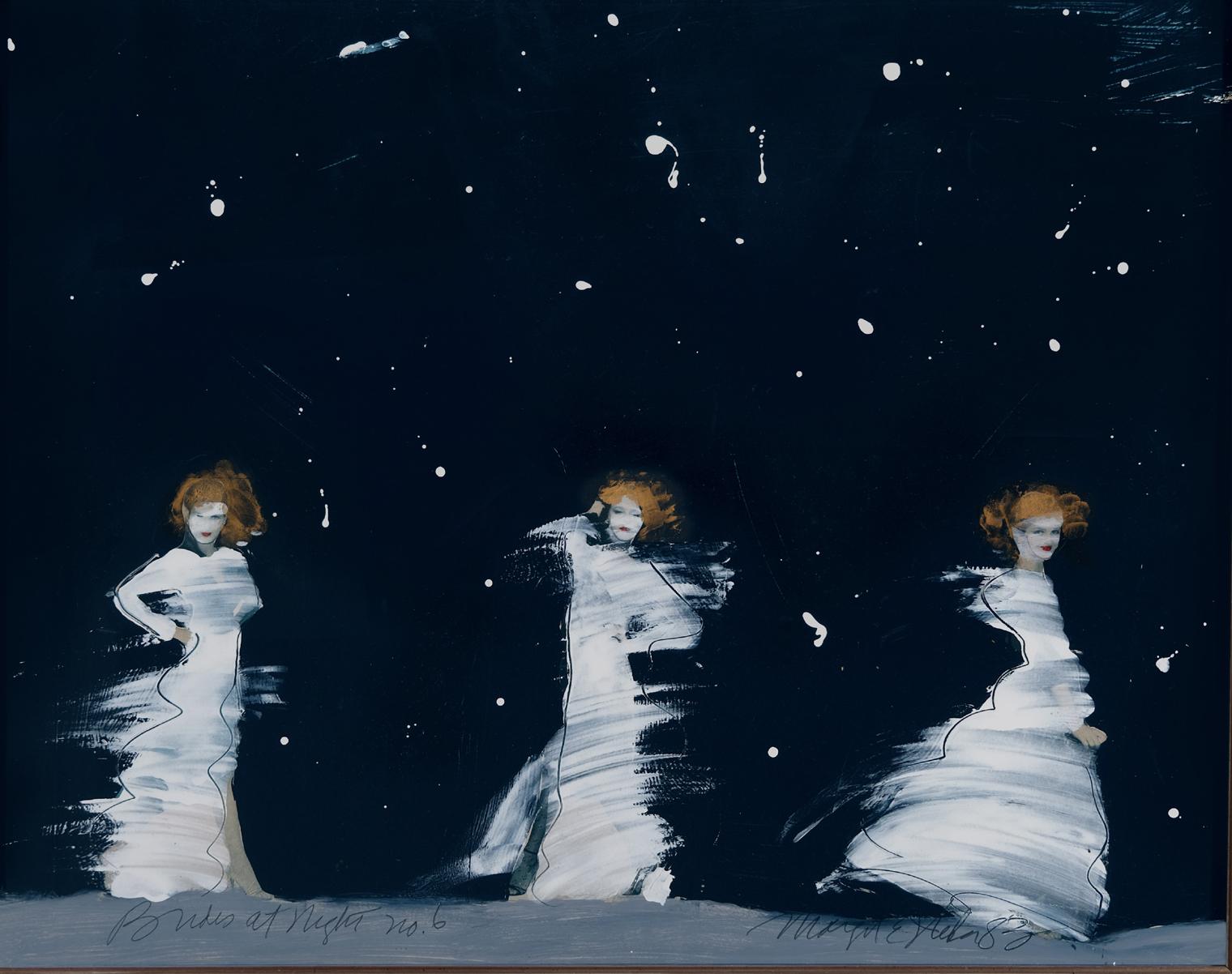 Brautpaare bei Nacht  Nr. 6, Collage, amerikanischer Künstler, Mixed Media, Tanzen, römisches Stil (Abstrakter Impressionismus), Mixed Media Art, von Margit Ilika