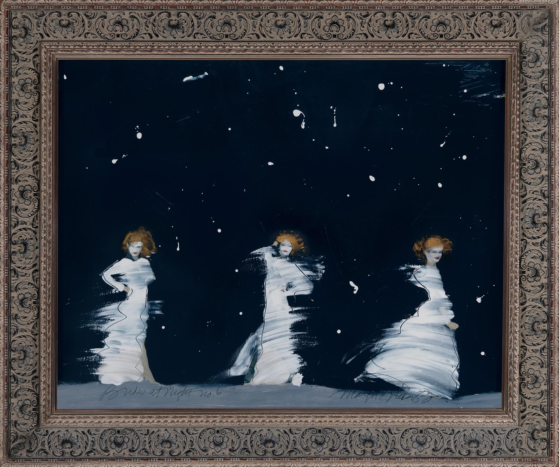 Spose di notte  N. 6, Collage, Artista americano, Tecnica mista, Danza, Romanticismo - Mixed Media Art di Margit Ilika