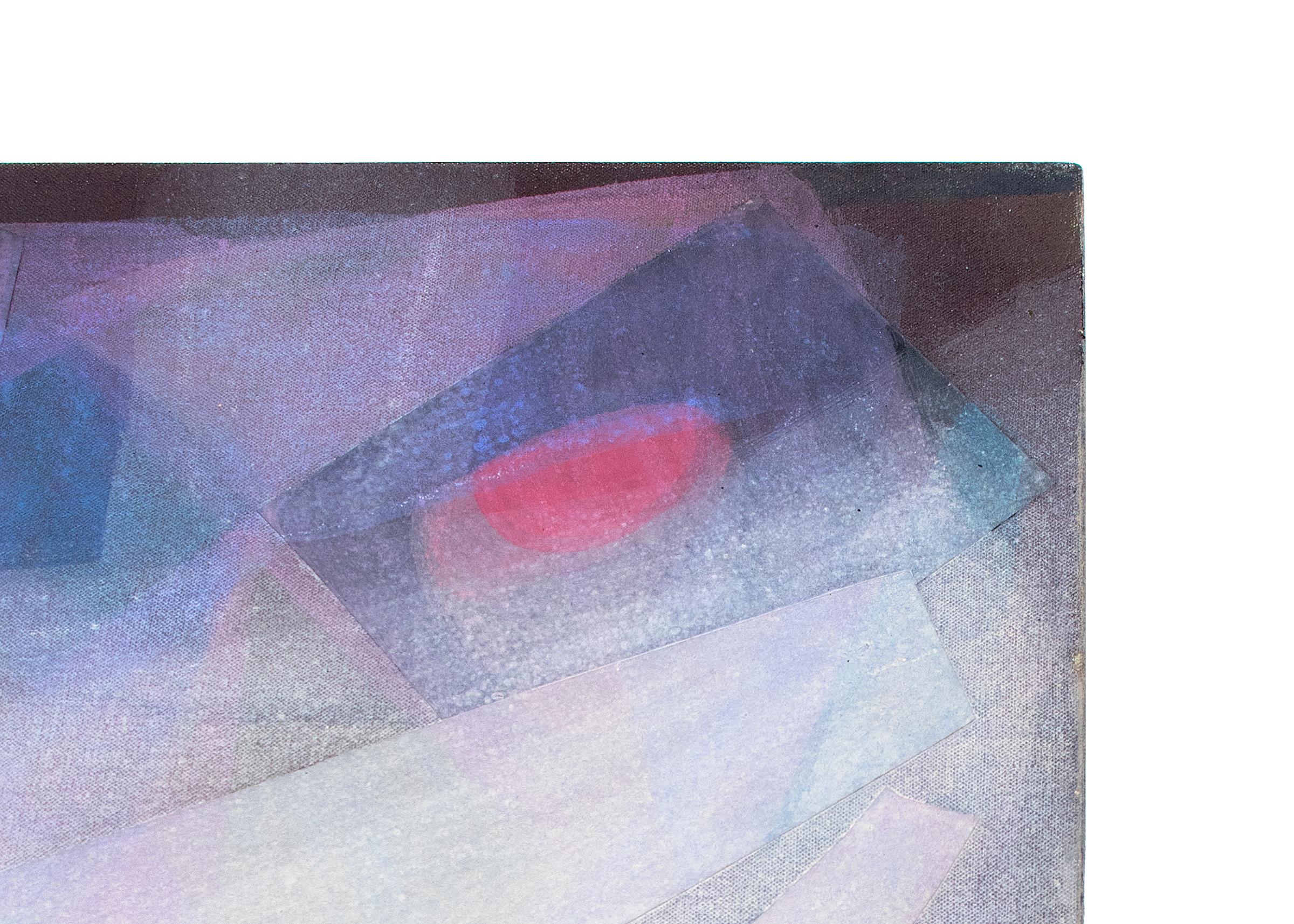 Duet, Original Abstract Figures in Purple, Pink and Blue Acrylic and Crayon 1