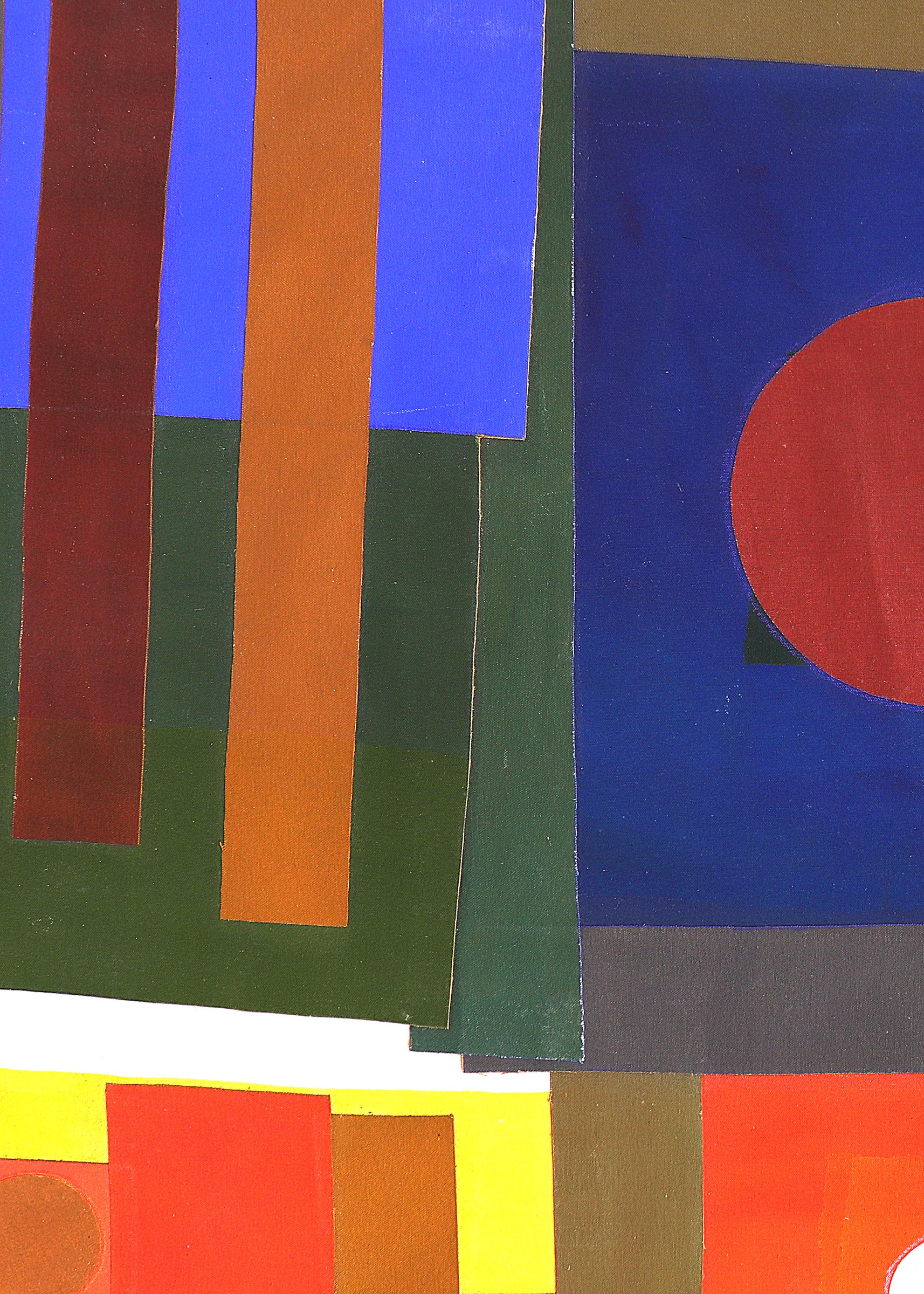 Soleils et lune, 1970 Collage de formes géométriques abstraites multicolores et lumineuses en vente 2