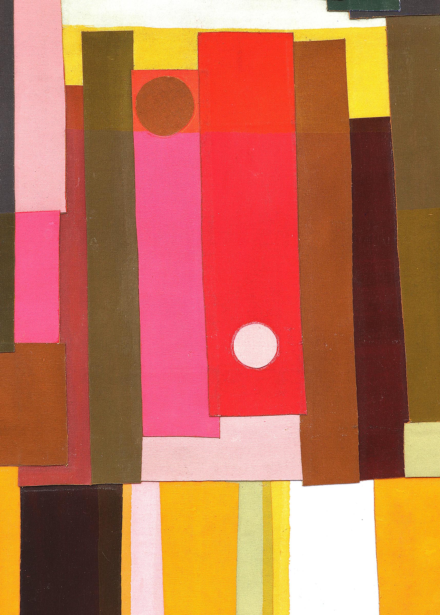 Suns and Moon, 1970s Bright Multi-Colored Abstract Geometric Shape Collage For Sale 2