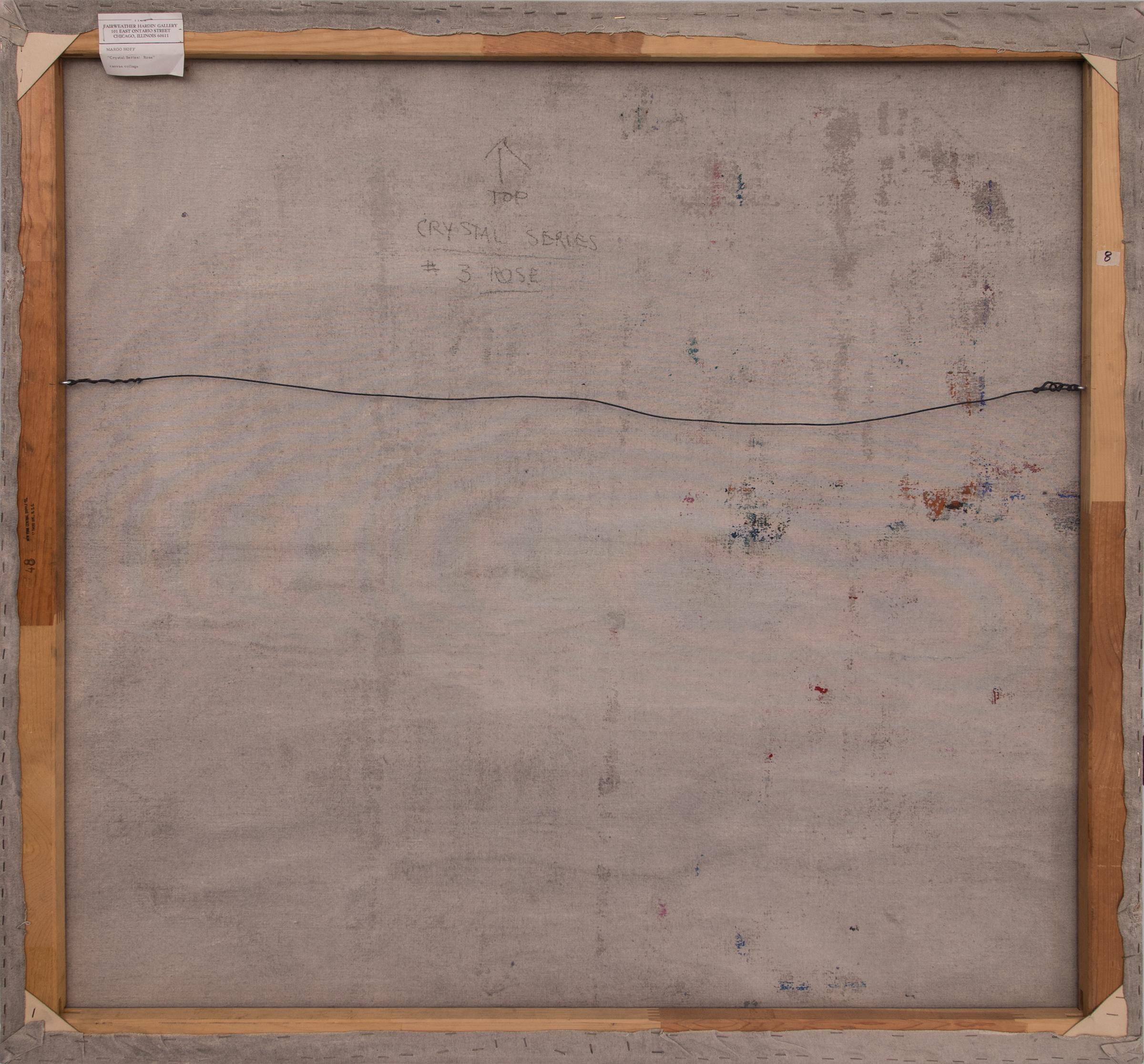 Cristallo, Serie #3 Ros, 1960 Pittura astratta a collage nei toni del viola e del rosa 6