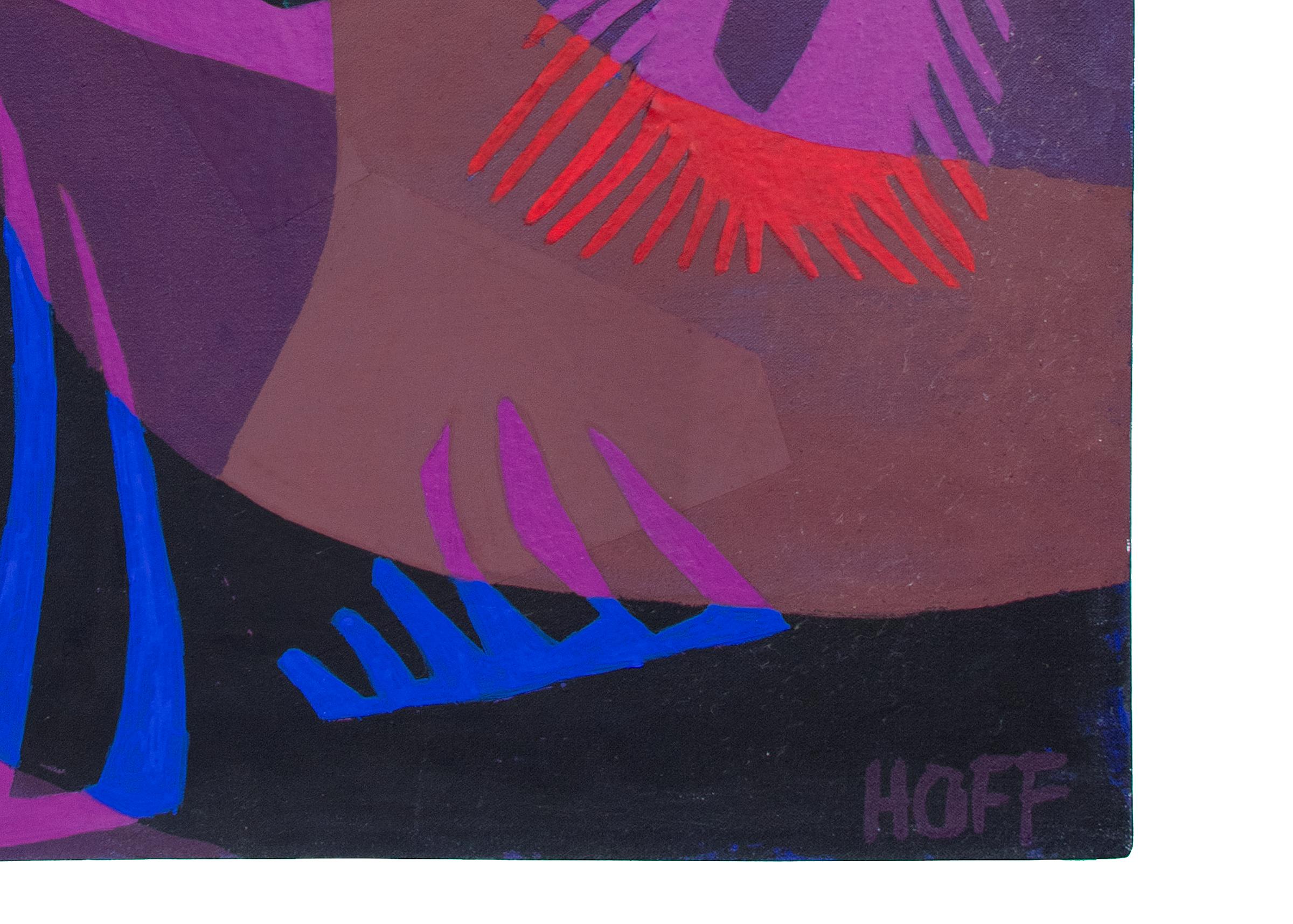 Diverse foncée, peinture figurative abstraite sous-marine, collage bleu noir, rouge - Painting de Margo Hoff
