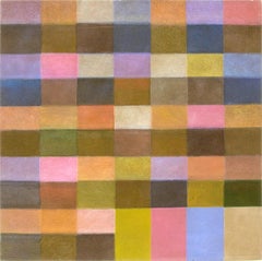Light Calendar Series #3, 1980s Abstract Acrylic Crayon Mixed Media on Canvas