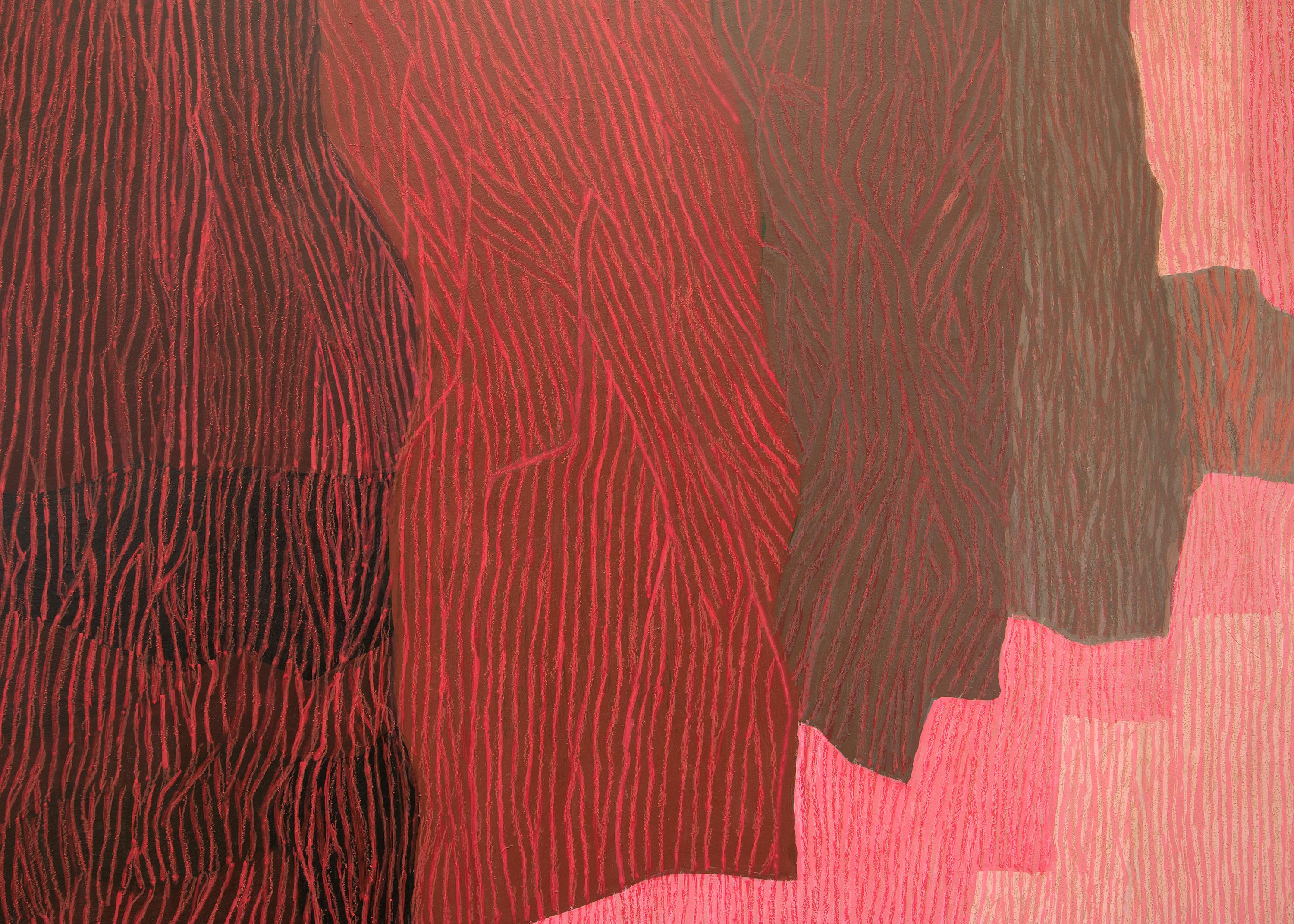 Ohne Titel II (Meereswand), 1960er Jahre Abstraktes Öl und Buntstift auf Karton, Rosa, Rot, Grau im Angebot 1