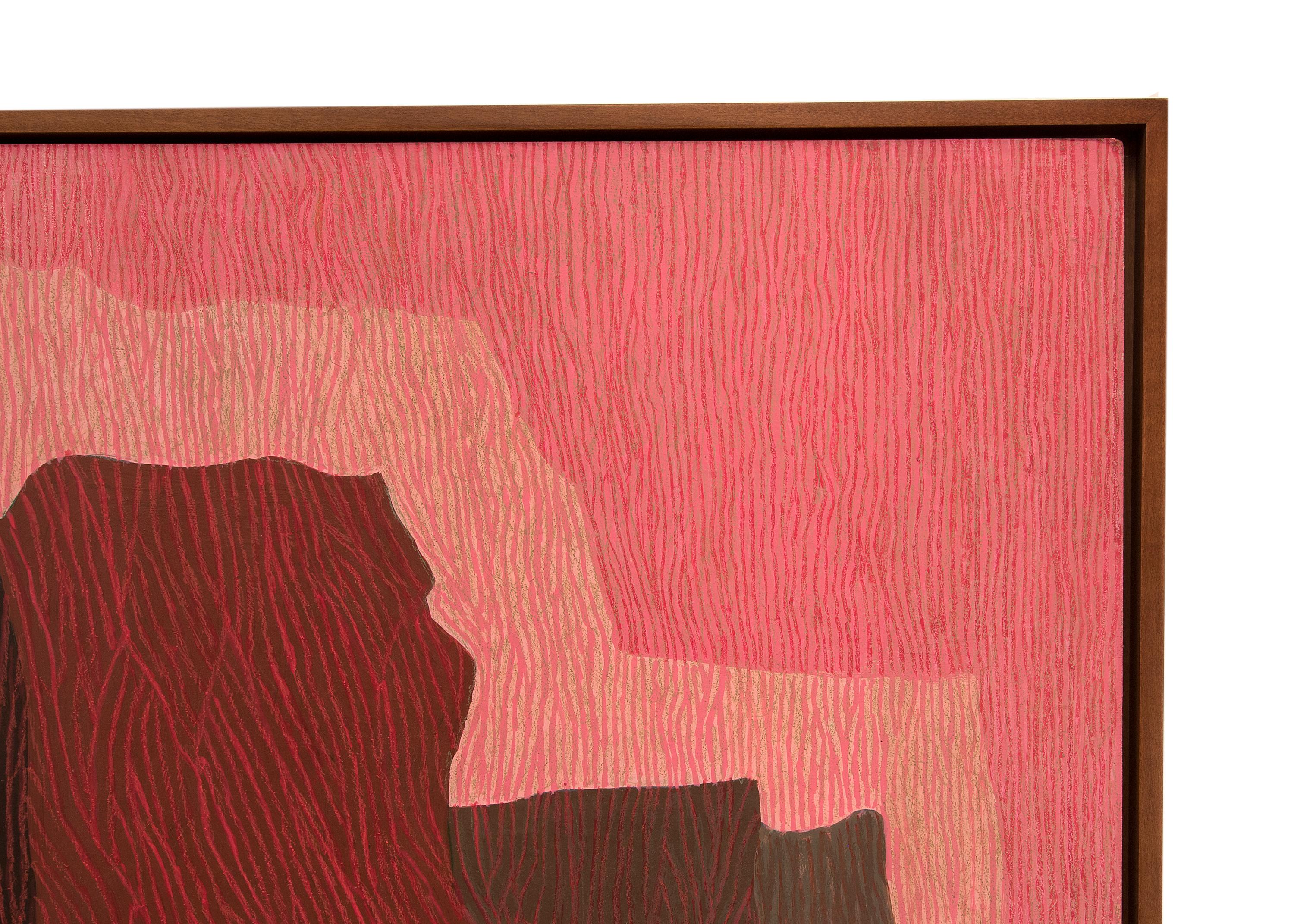 Ohne Titel II (Meereswand), 1960er Jahre Abstraktes Öl und Buntstift auf Karton, Rosa, Rot, Grau im Angebot 3