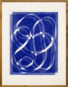 White Line - Blue (Variation 1) - 20th Century Abstract Serigraph on Paper 