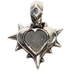 Vintage Margo Manhattan Sterling Silver Moonstone Rocket Heart Pendant