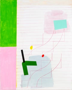 "Mapping the Day" Playful/Sophisticated Abstract Calder/Matisse-Like Pink/ Green