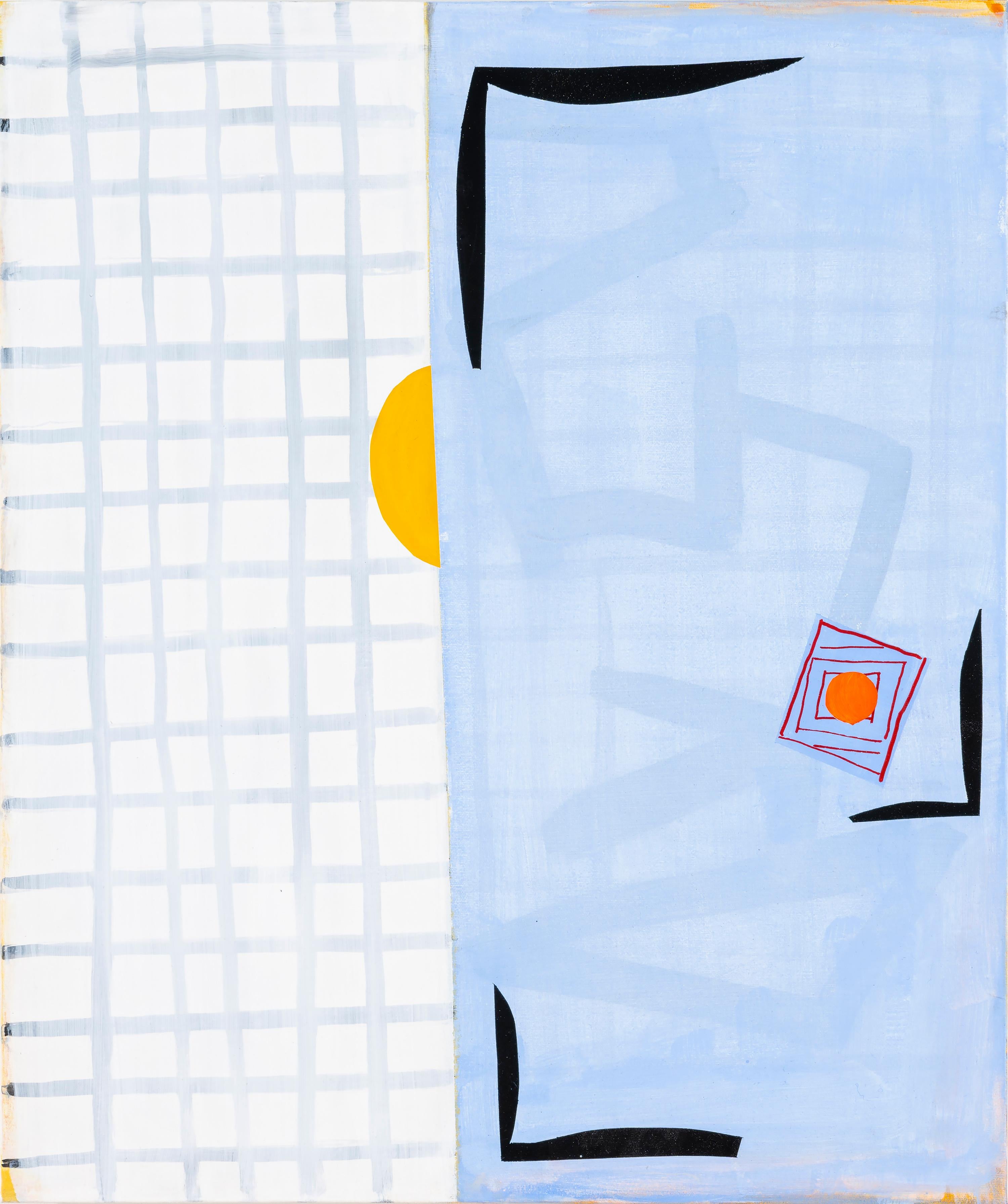 Abstract Painting Margo Margolis - "La nuit dans le jour" Abstrait ludique Matisse Calder Qualité Bleu Jaune Noir Blanc