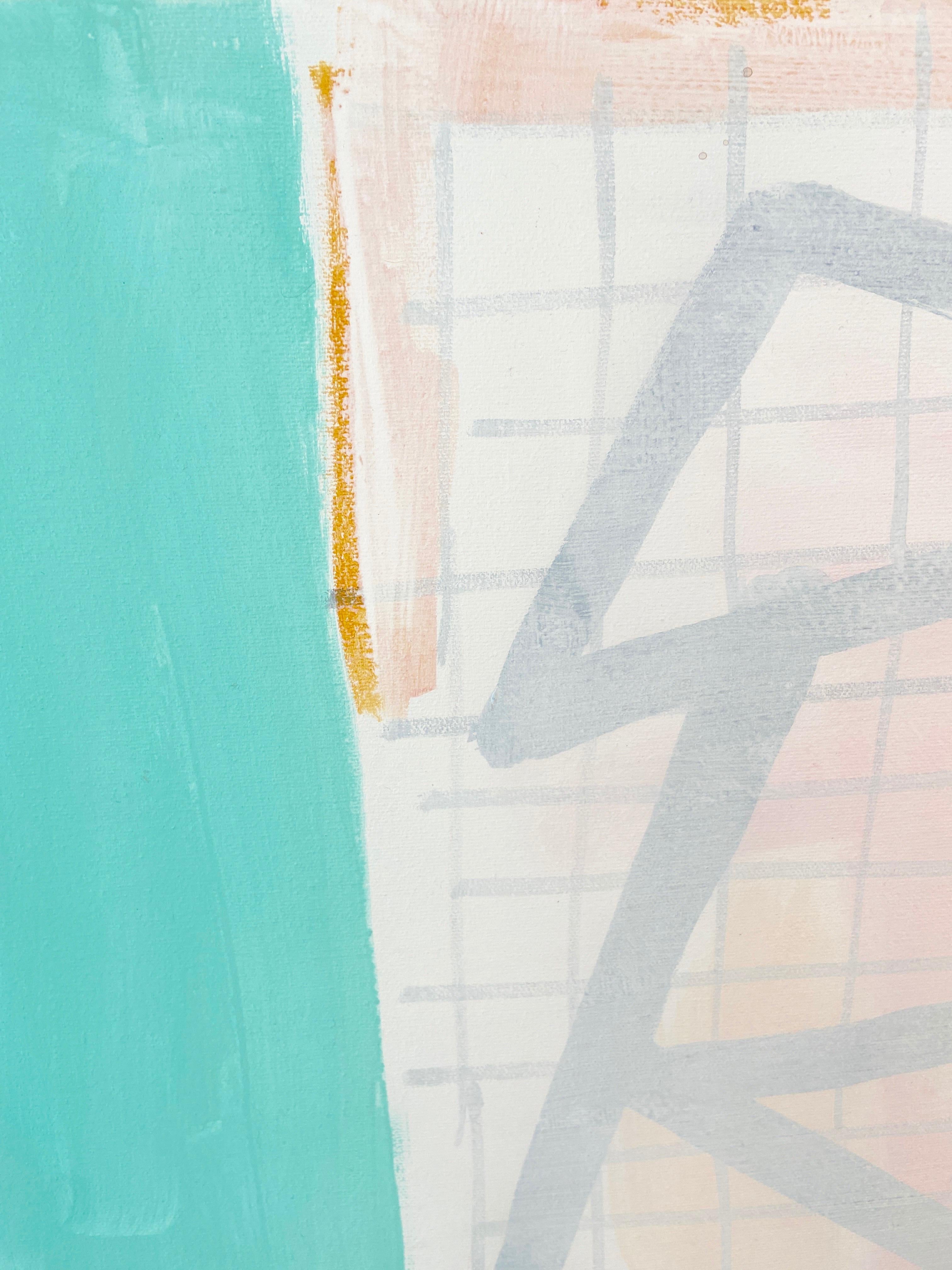Questa astrazione dell'artista di New York Margo Margolis ha una sensibilità molto sofisticata e giocosa.   colore brillante e intenso (rosso, arancione, rosa, blu, turchese, marrone, nero e bianco) che è un attributo significativo del medium flashe